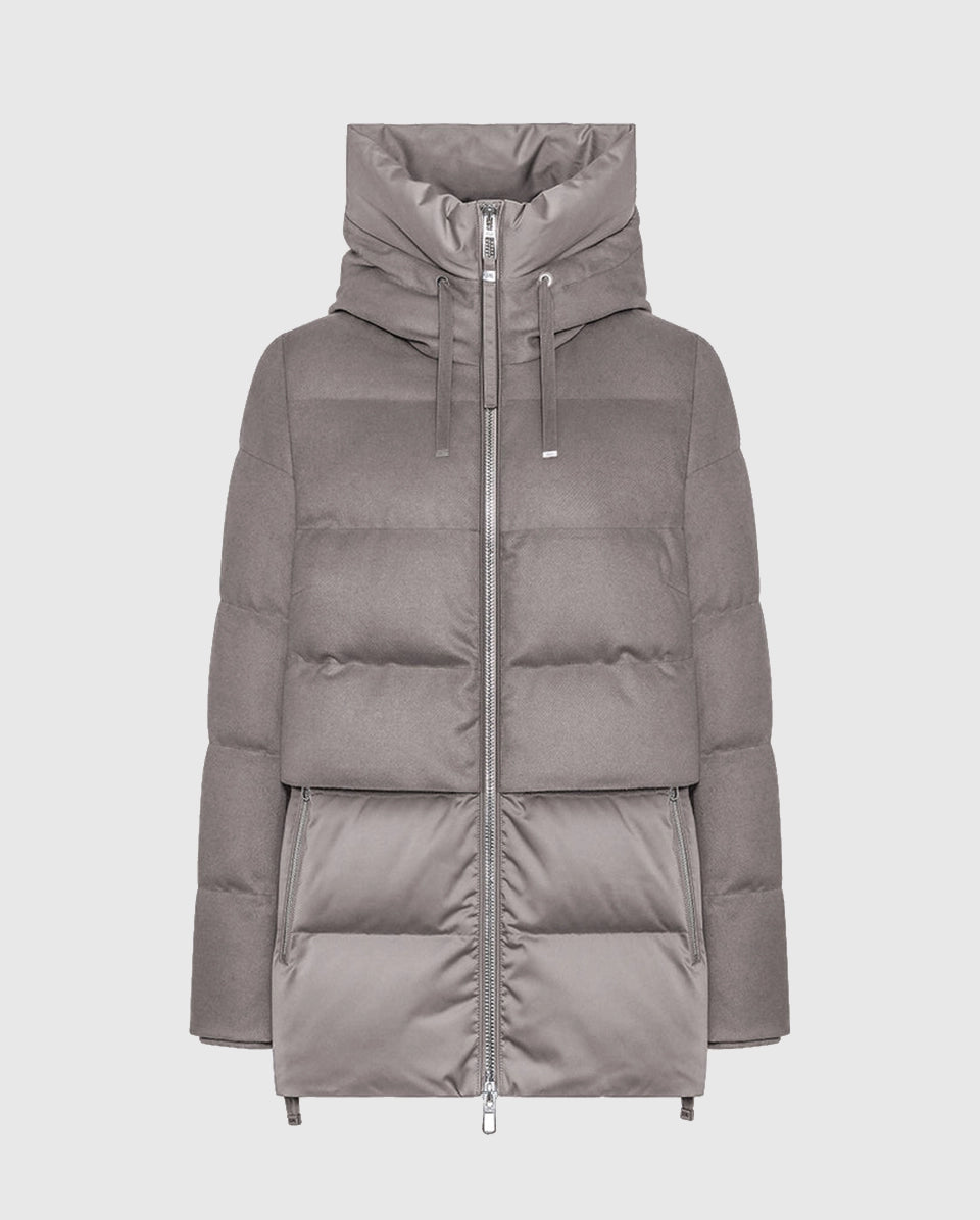 Duno_Keiko_Parka_Corto_Imbottito_In_Lana_E_Raso_Sabbia