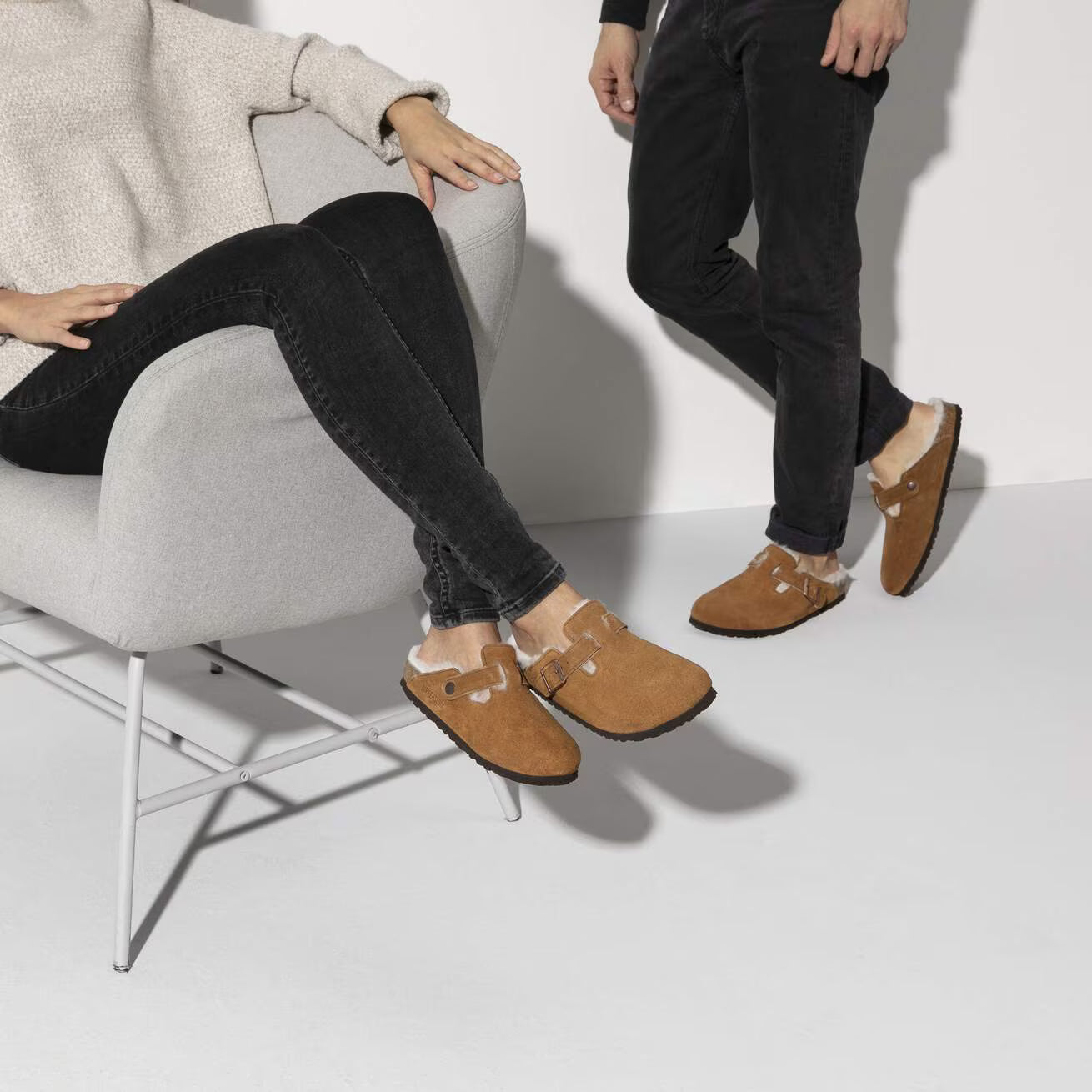 Birkenstock Boston Fur and Mink Suede