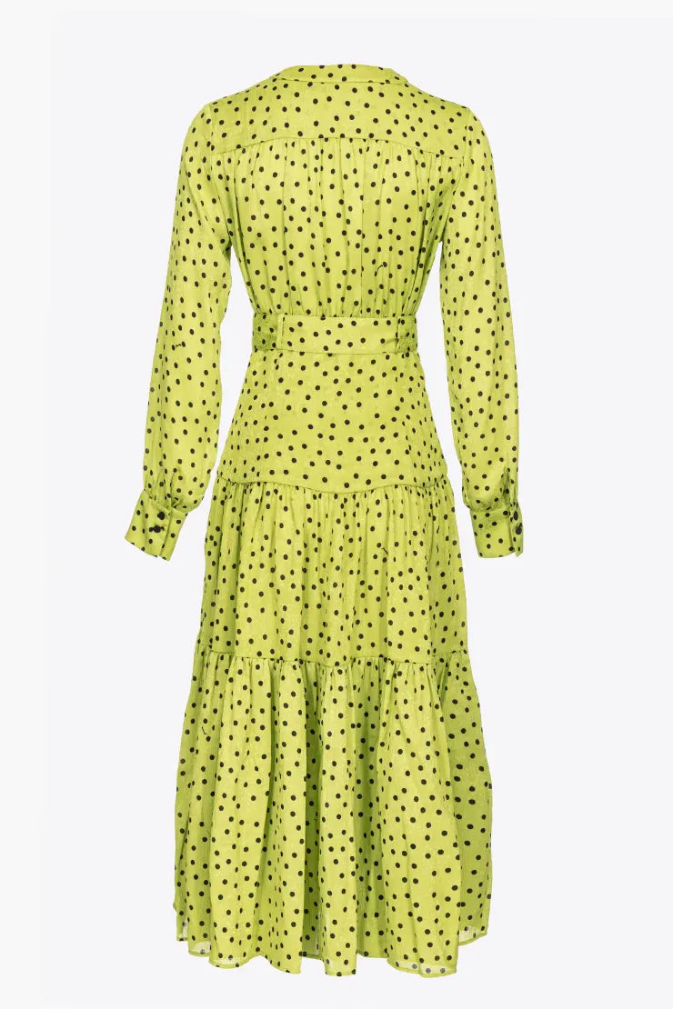 Pinko Isometria Shirtdress With Green And Black Polka Dots | Sabolo Shop Pinko Isometria Shirtdress With Green And Black Polka Dots | Sabolo Shop