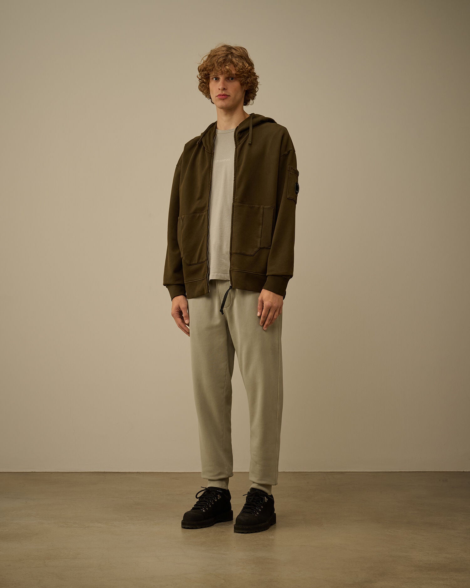 CP Company Brushed And Emerized Logo Sweatpants London Fog