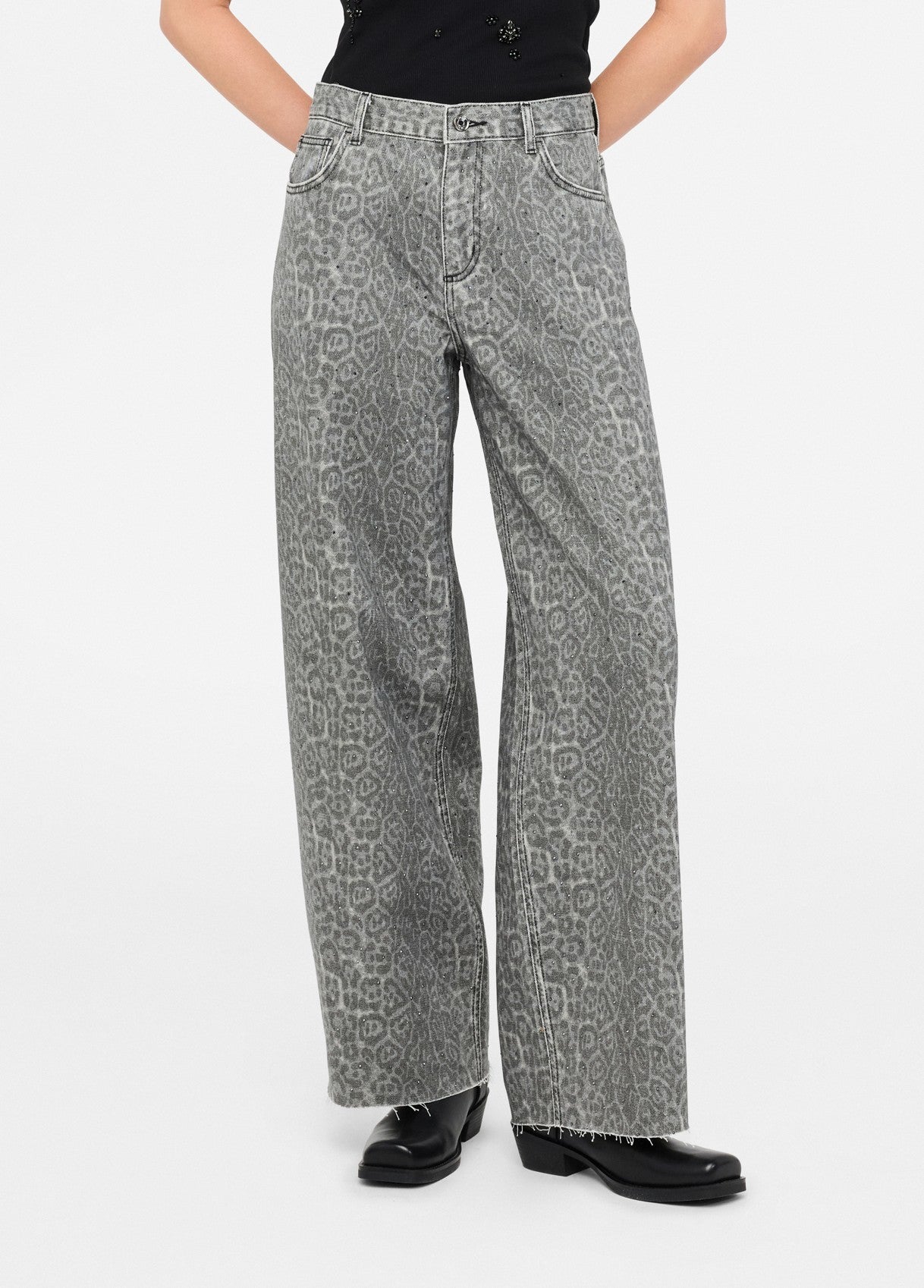 Liu Jo Jeans Flare Stampa Animalier Grigio