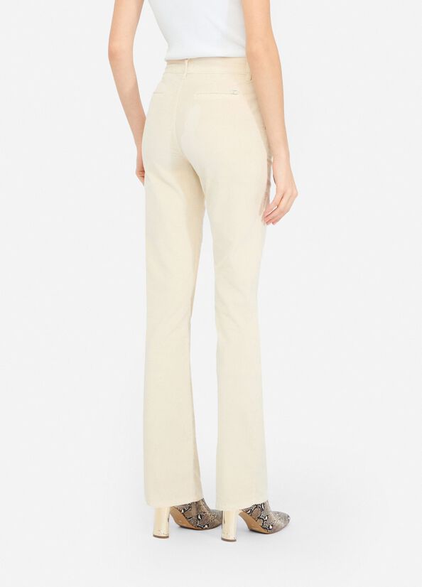 Liu Jo Pantalone Bootcut In Velluto Beige