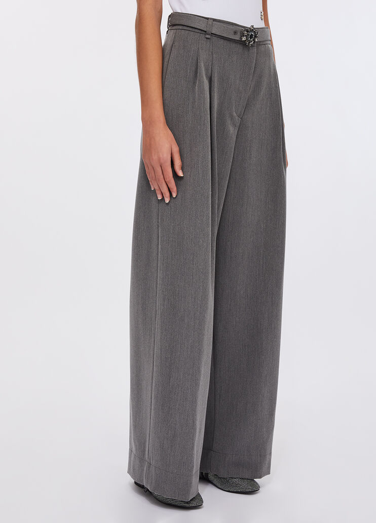 Liu Jo Pantalone Palazzo Con Cintura Grigio