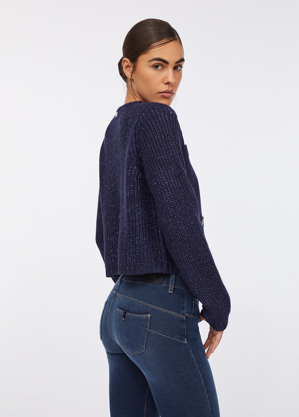 Liu Jo Cardigan Misto Lana E Aplaca Blu