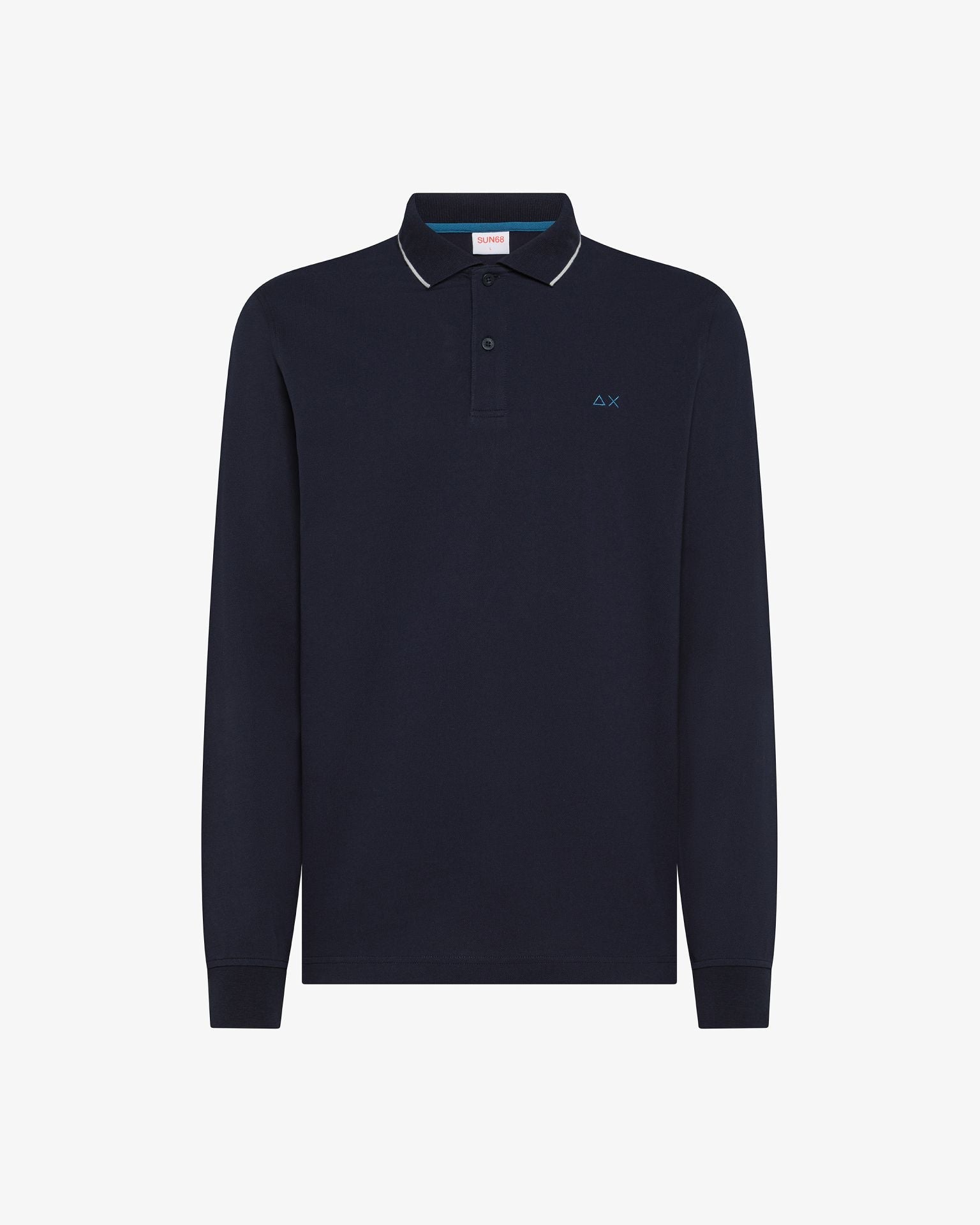 A45102_07_Sun68_Polo_In_Piquet_Di_Cotone_Con_Logo_Navy_Blue
