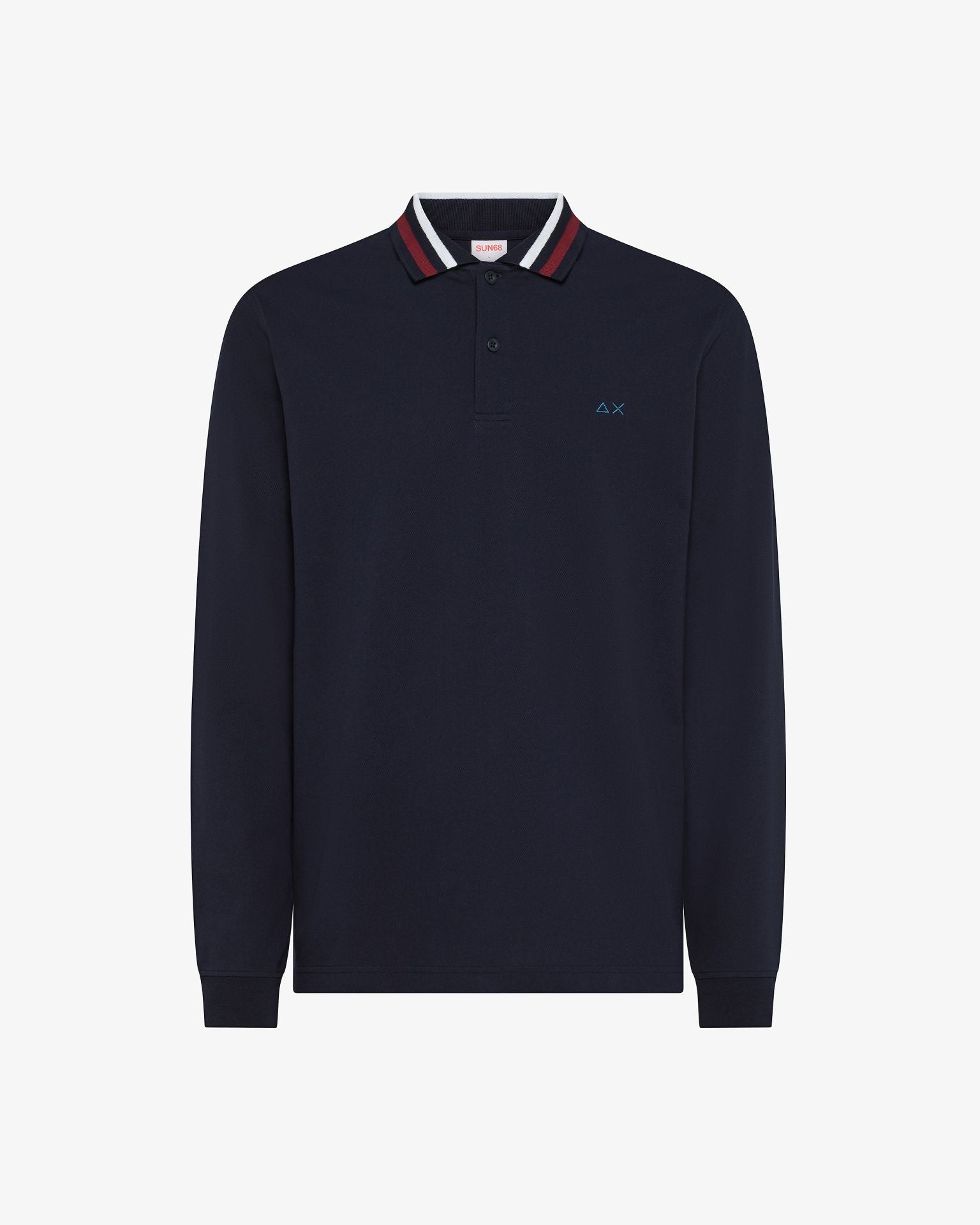A45104_07_Sun68_Polo_In_Piquet_Con_Colletto_A_RIghe_Navy_Blue