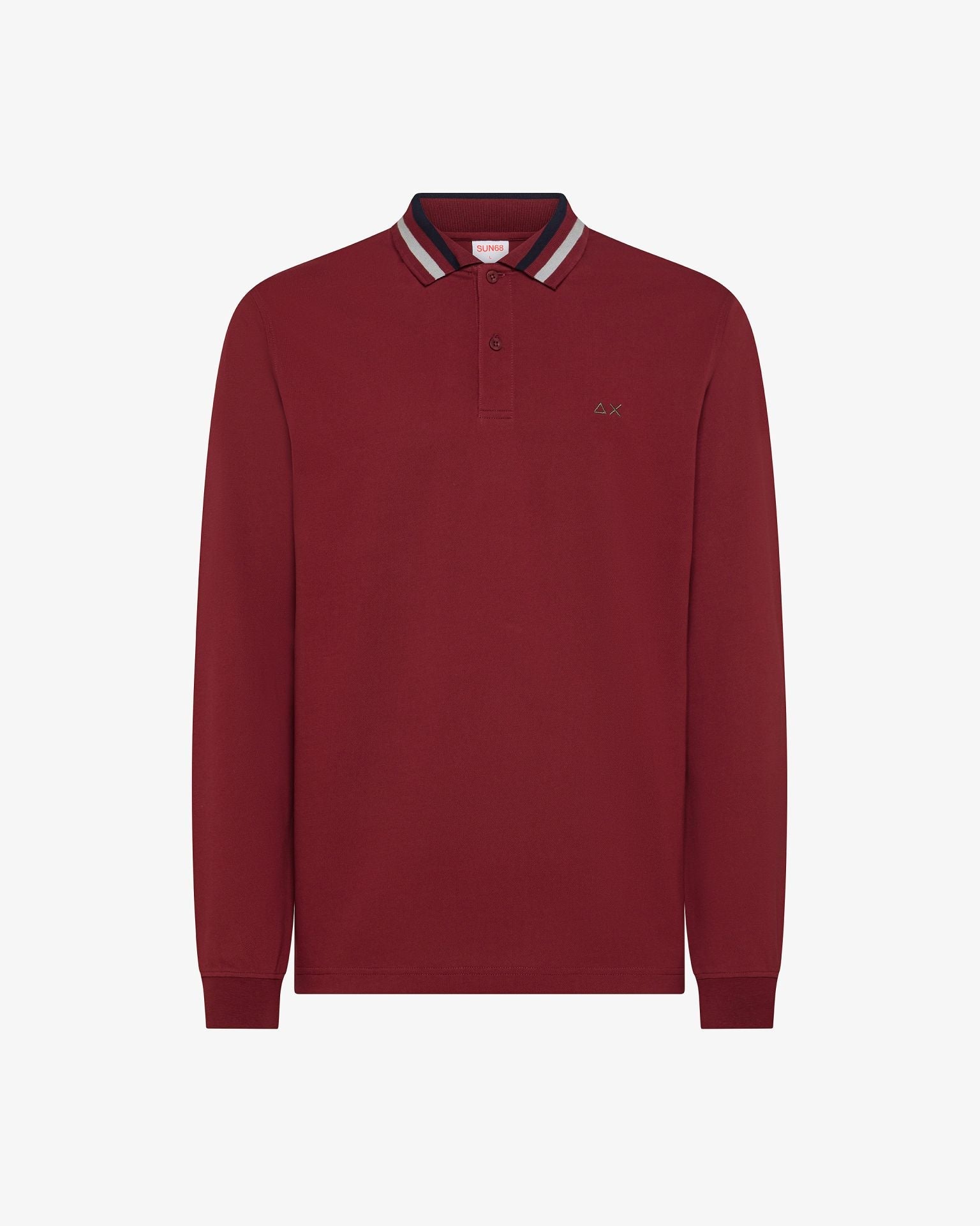 A45104_35_Sun68_Polo_In_Piquet_Con_Colletto_A_Righe_Bordeaux