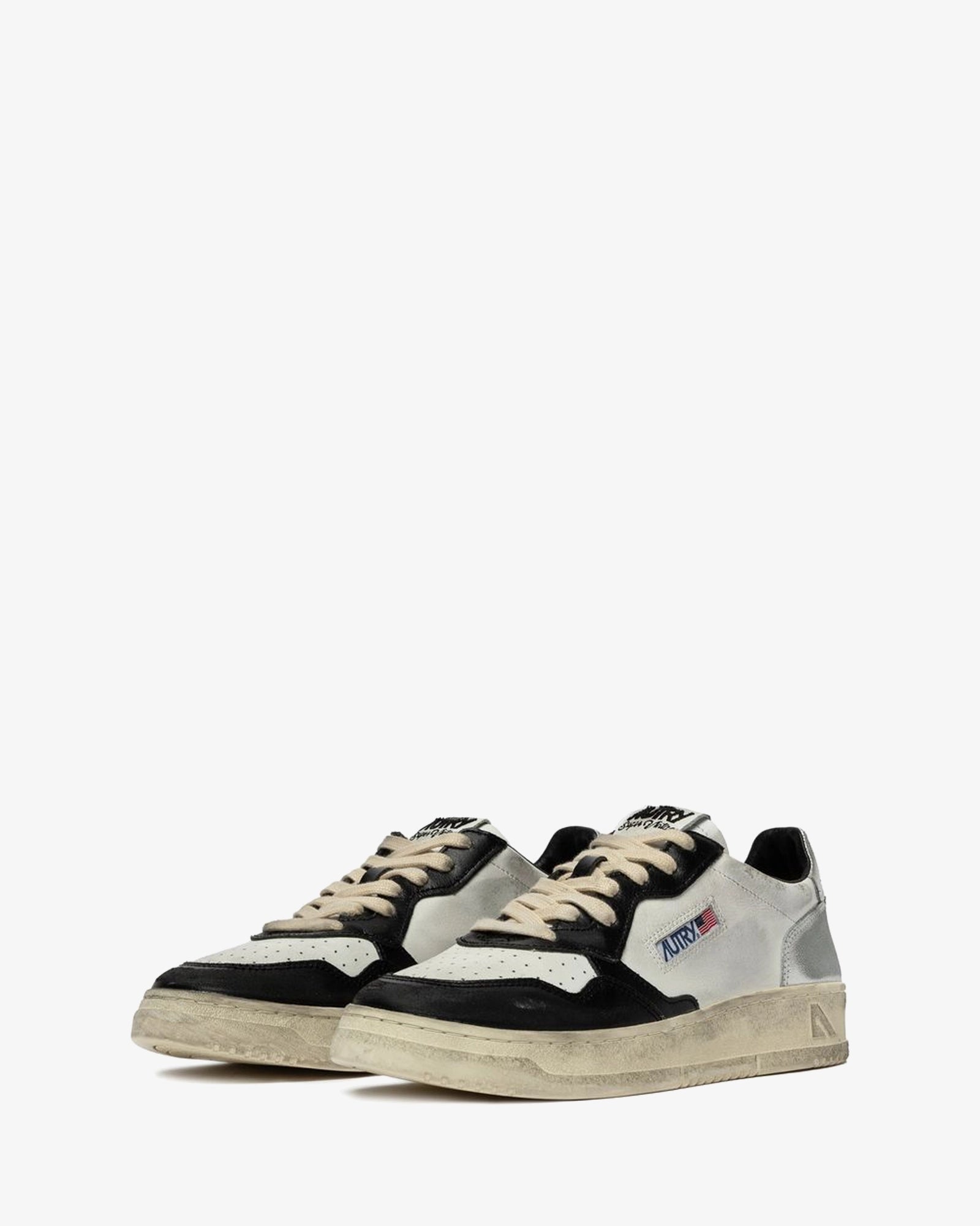 Autry-Sneakers-AVLMSV11-MEDALIST-LOW-SUPER-VINTAGE-PELLE-BIANCA-NERA-ARGENTO-2