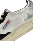 Autry Sneakers Medalist Super Vintage Pelle Bianca Nera E Argento