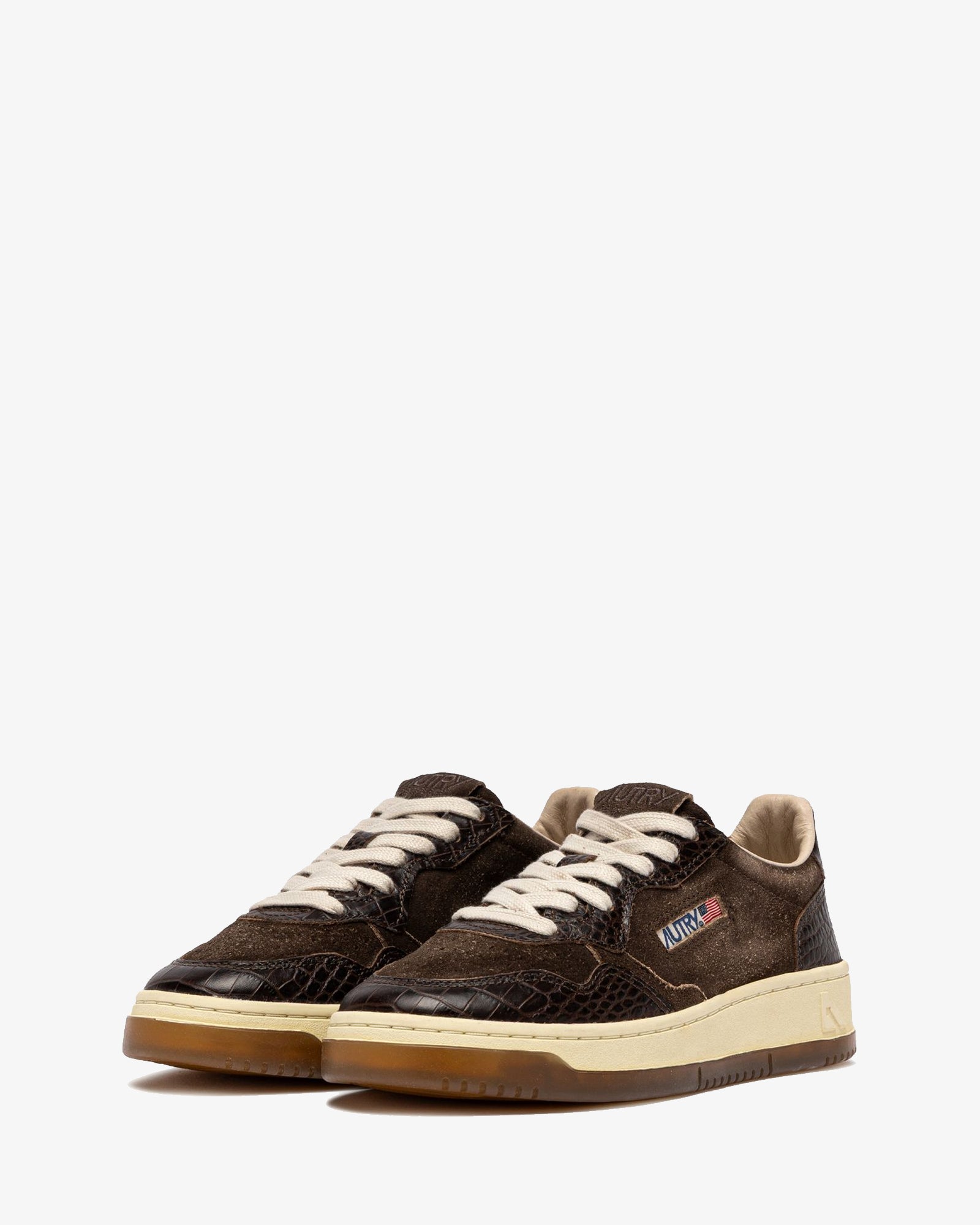 Autry Sneakers Medalist Low In Suede E Pelle Mustang E Marrone