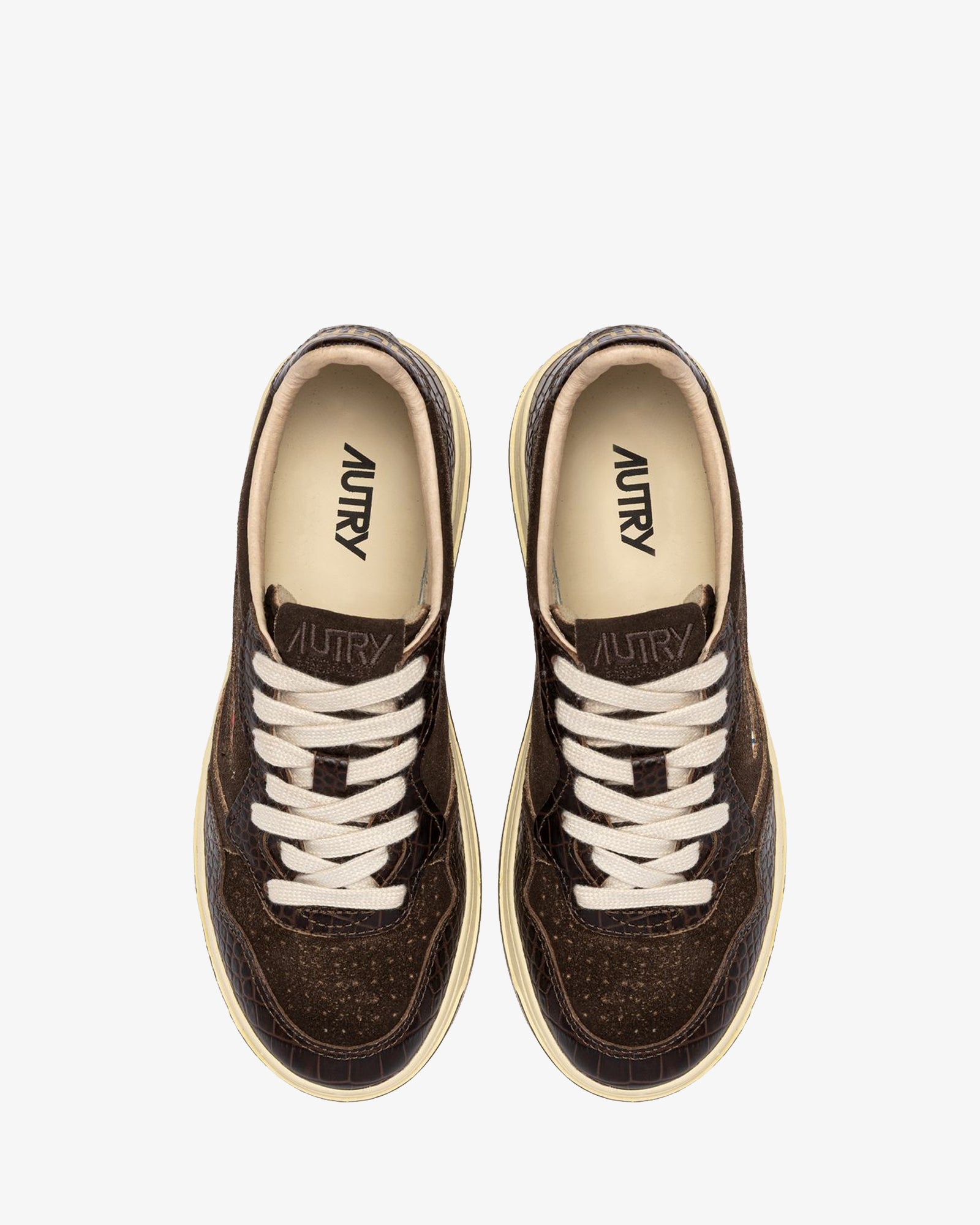 Autry Sneakers Medalist Low In Suede E Pelle Mustang E Marrone