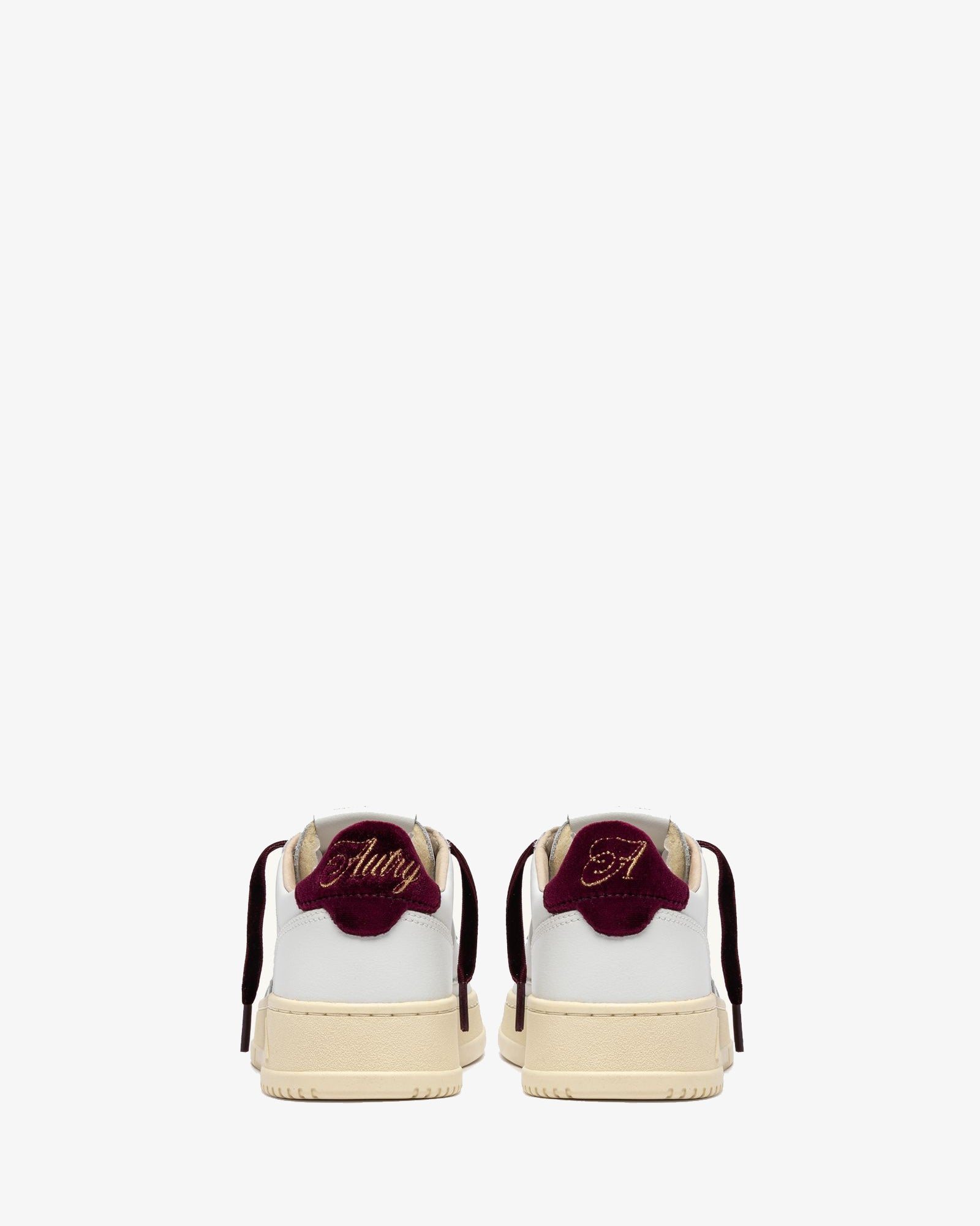 Autry Sneakers Medalist Low In Pelle Bianca E Velluto Bordeaux