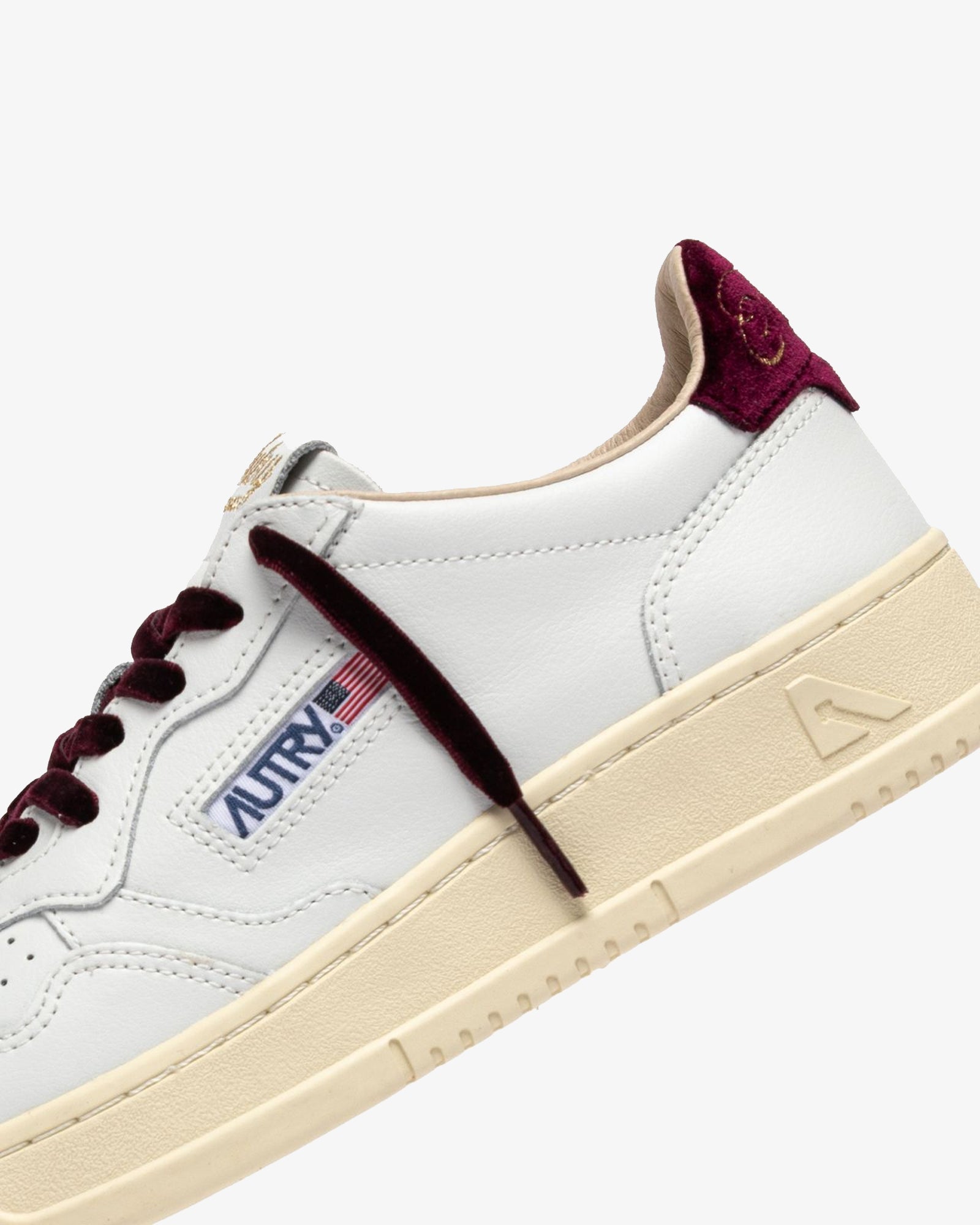 Autry Sneakers Medalist Low In Pelle Bianca E Velluto Bordeaux