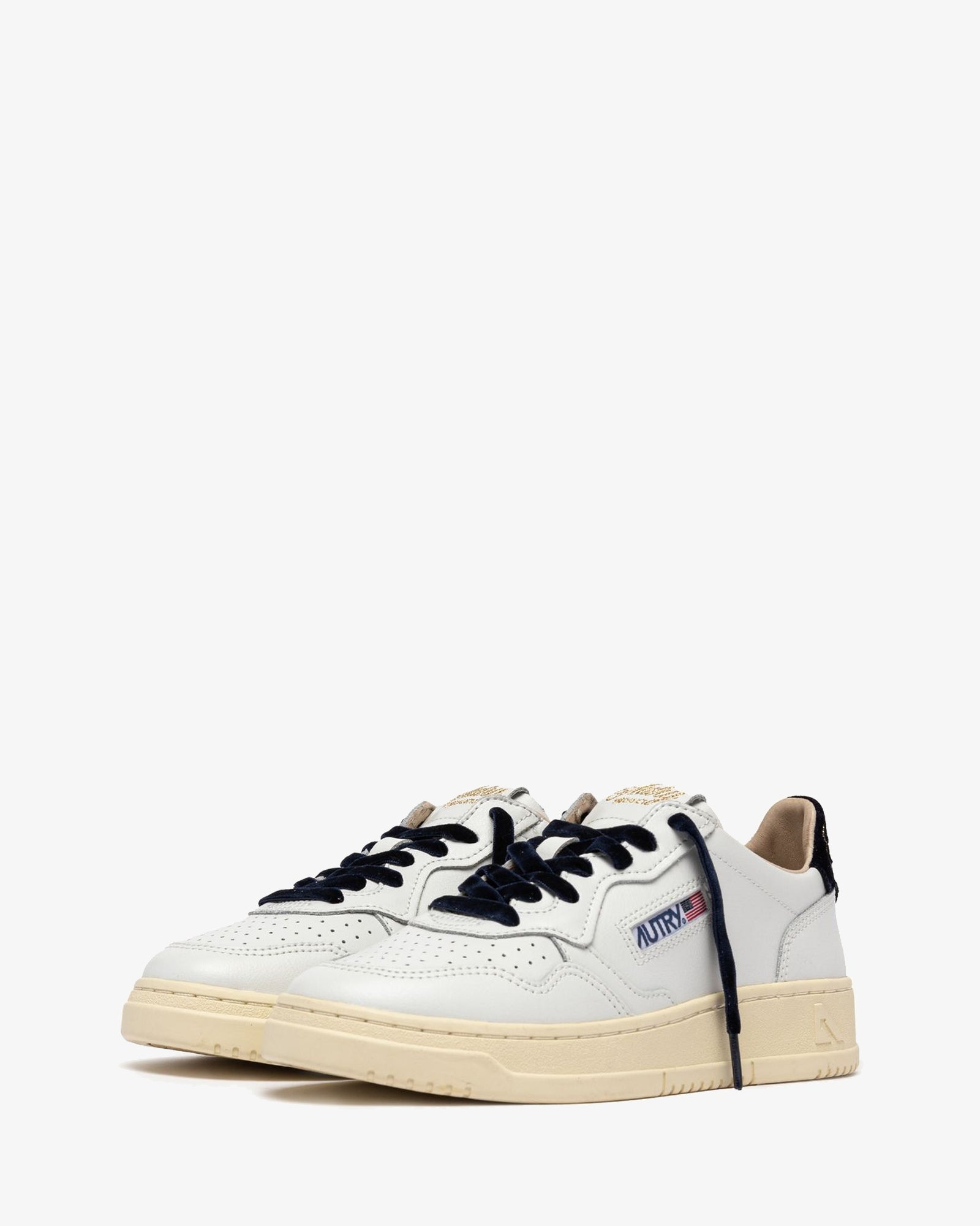 Autry Sneakers Medalist Low In Pelle Bianca E Velluto Space Blu
