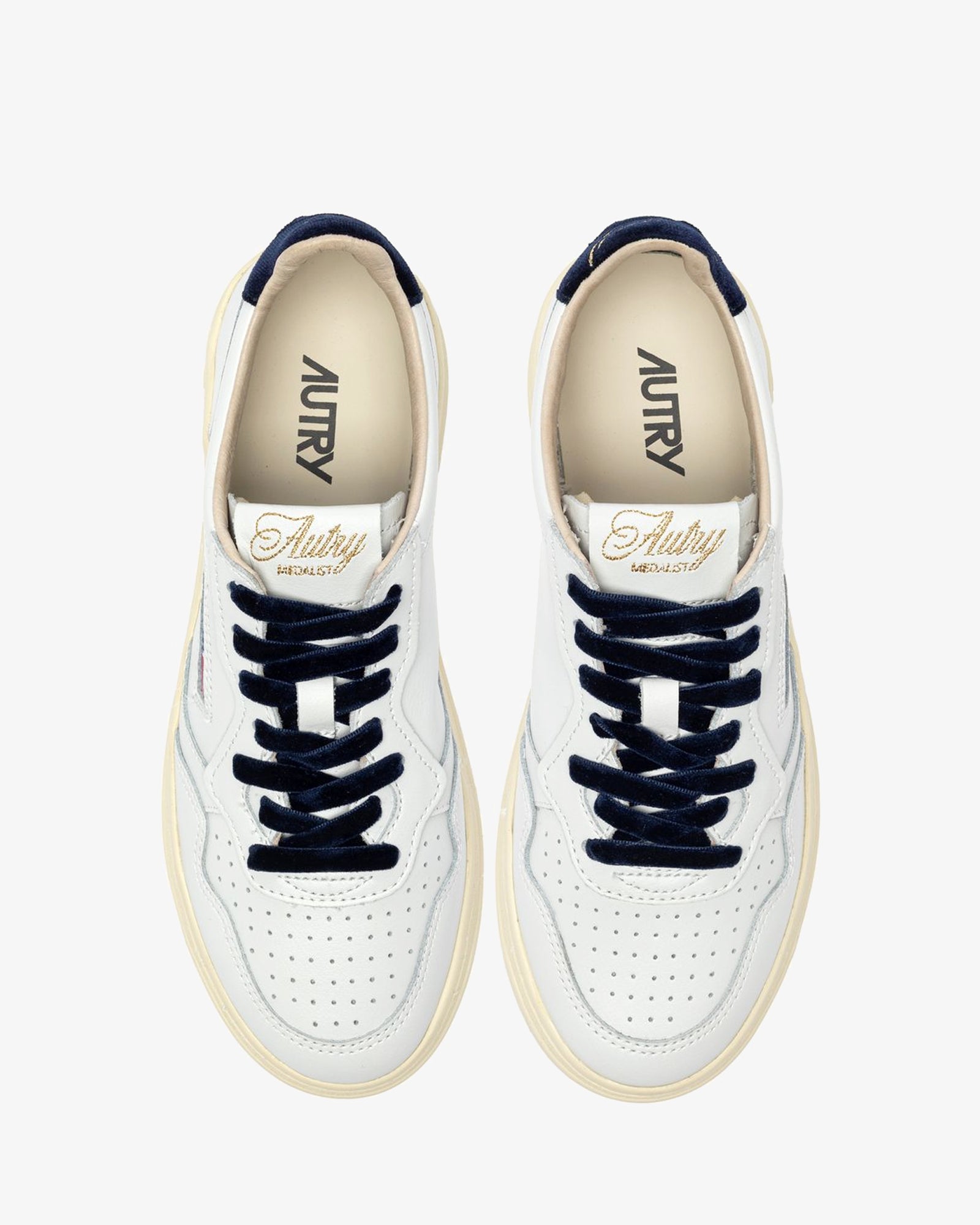 Autry Sneakers Medalist Low In Pelle Bianca E Velluto Space Blu