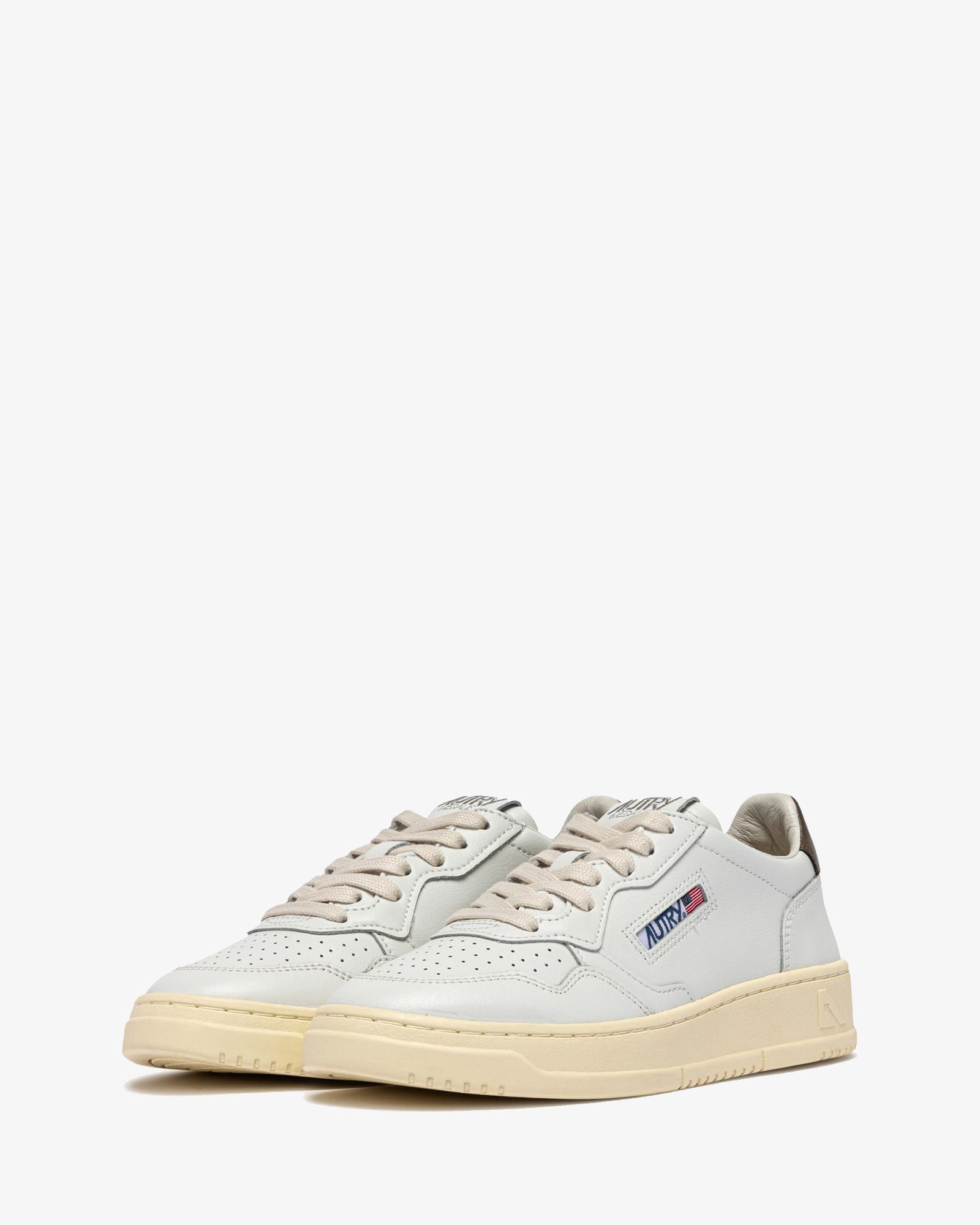 Autry Sneakers Medalist Low In Pelle Bianca E Chocolate