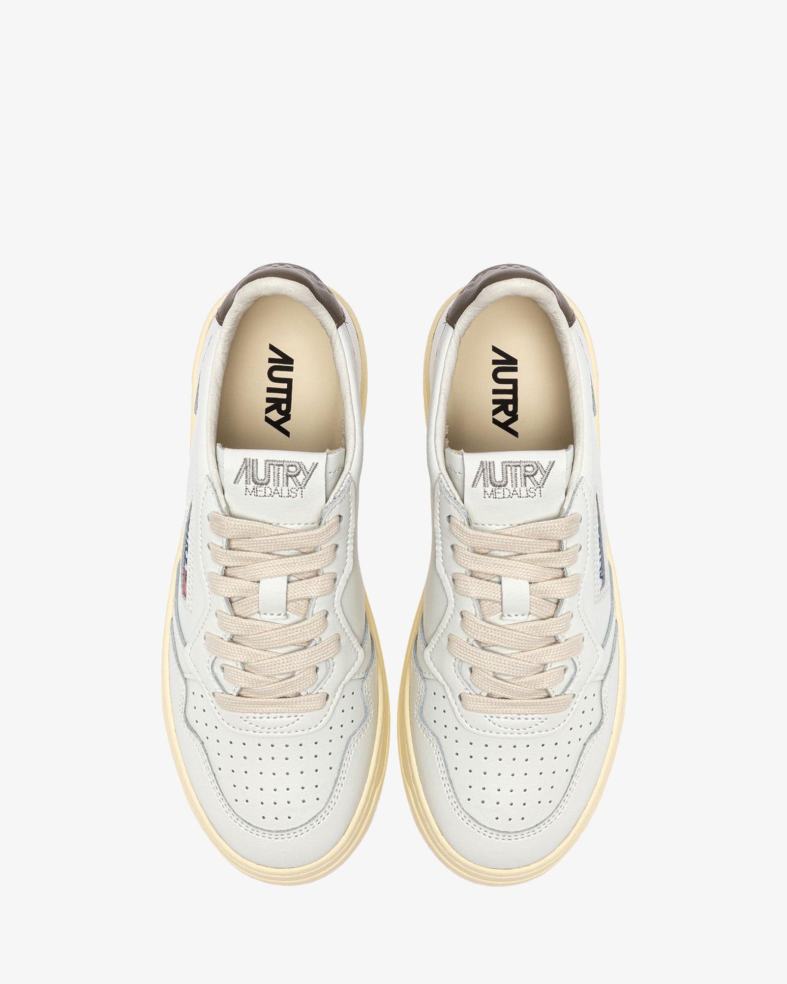 Autry Sneakers Medalist Low In Pelle Bianca E Chocolate