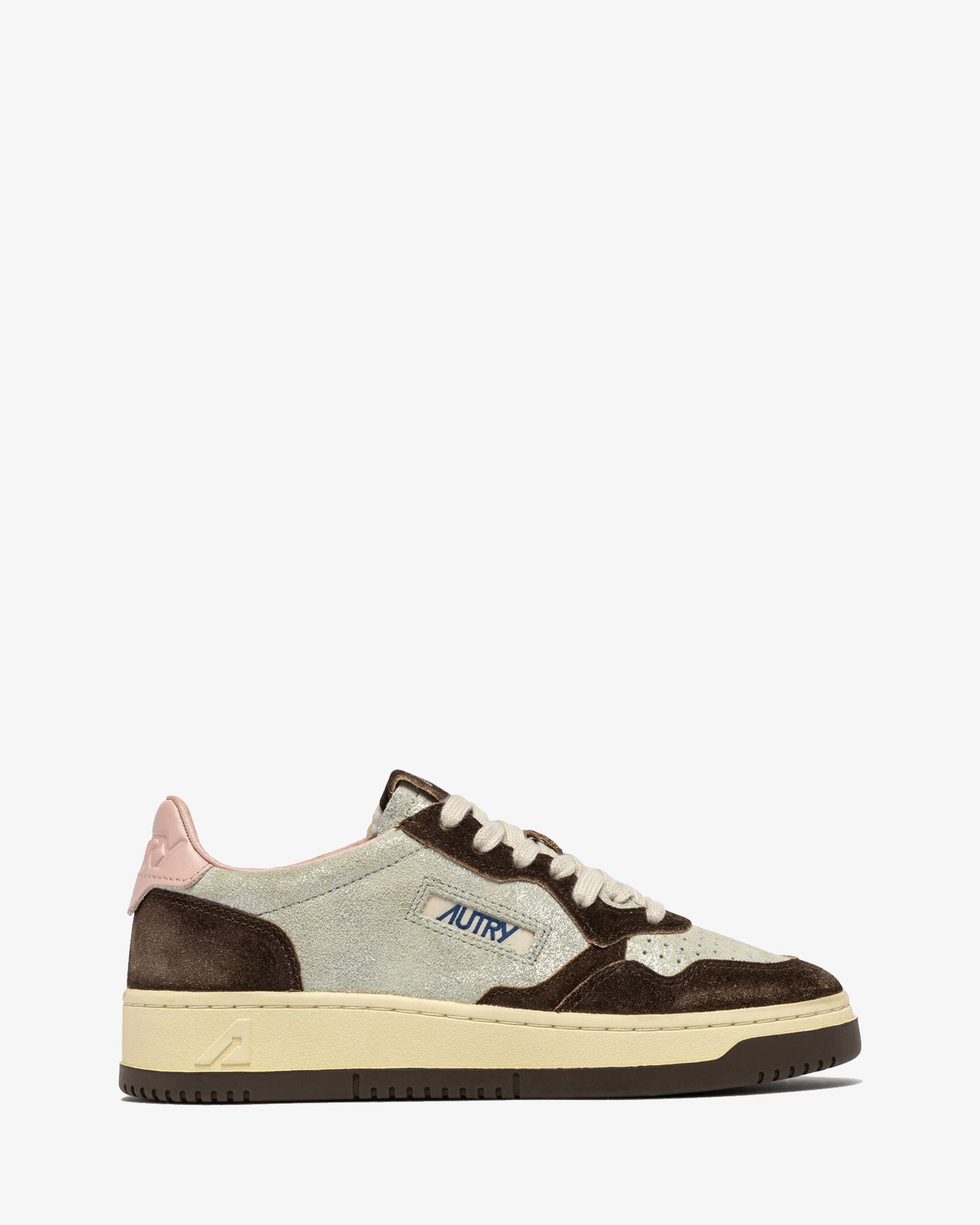 Autry Sneakers Medalist Low In Suede Argento E Mustang Sugar