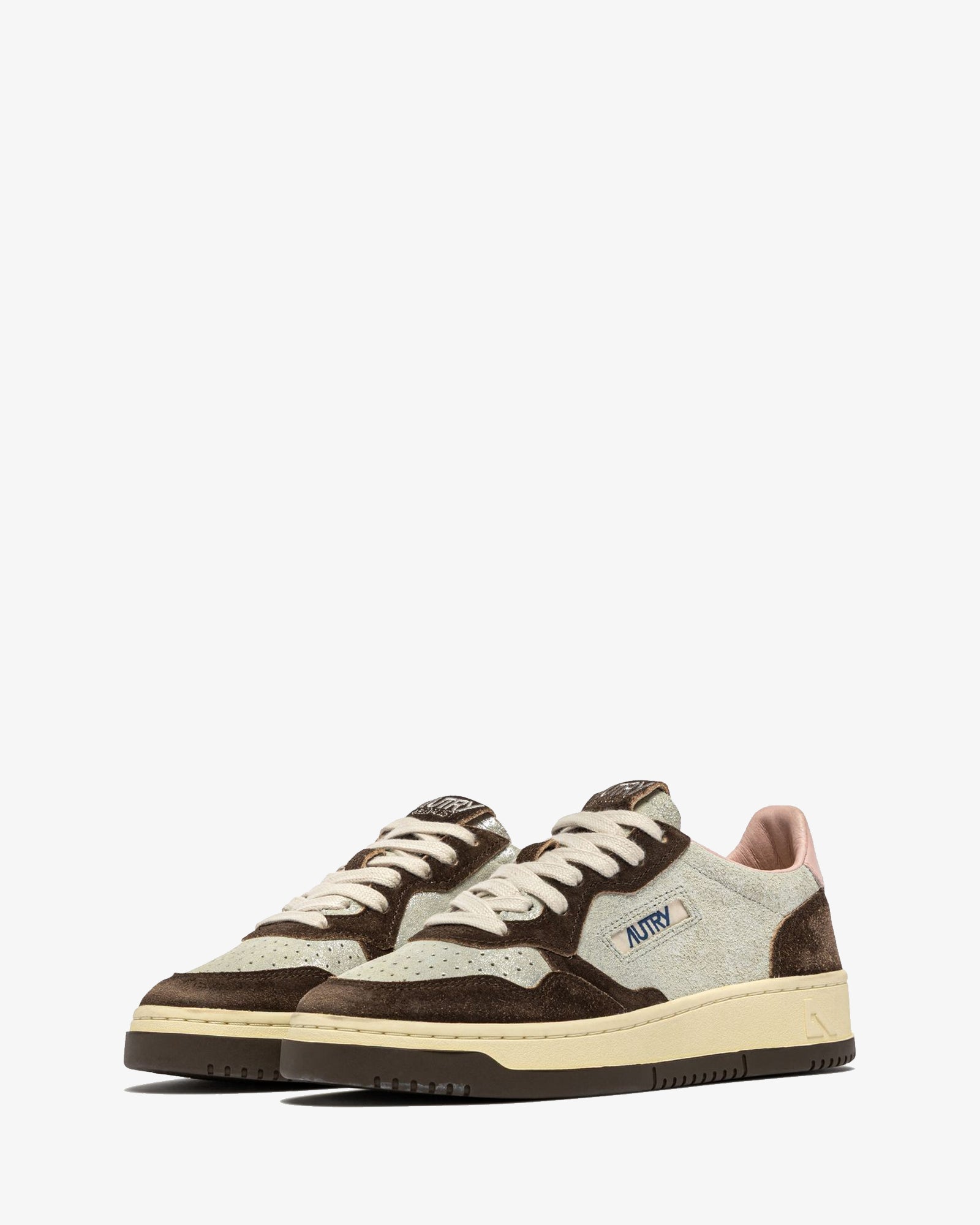 Autry Sneakers Medalist Low In Suede Argento E Mustang Sugar