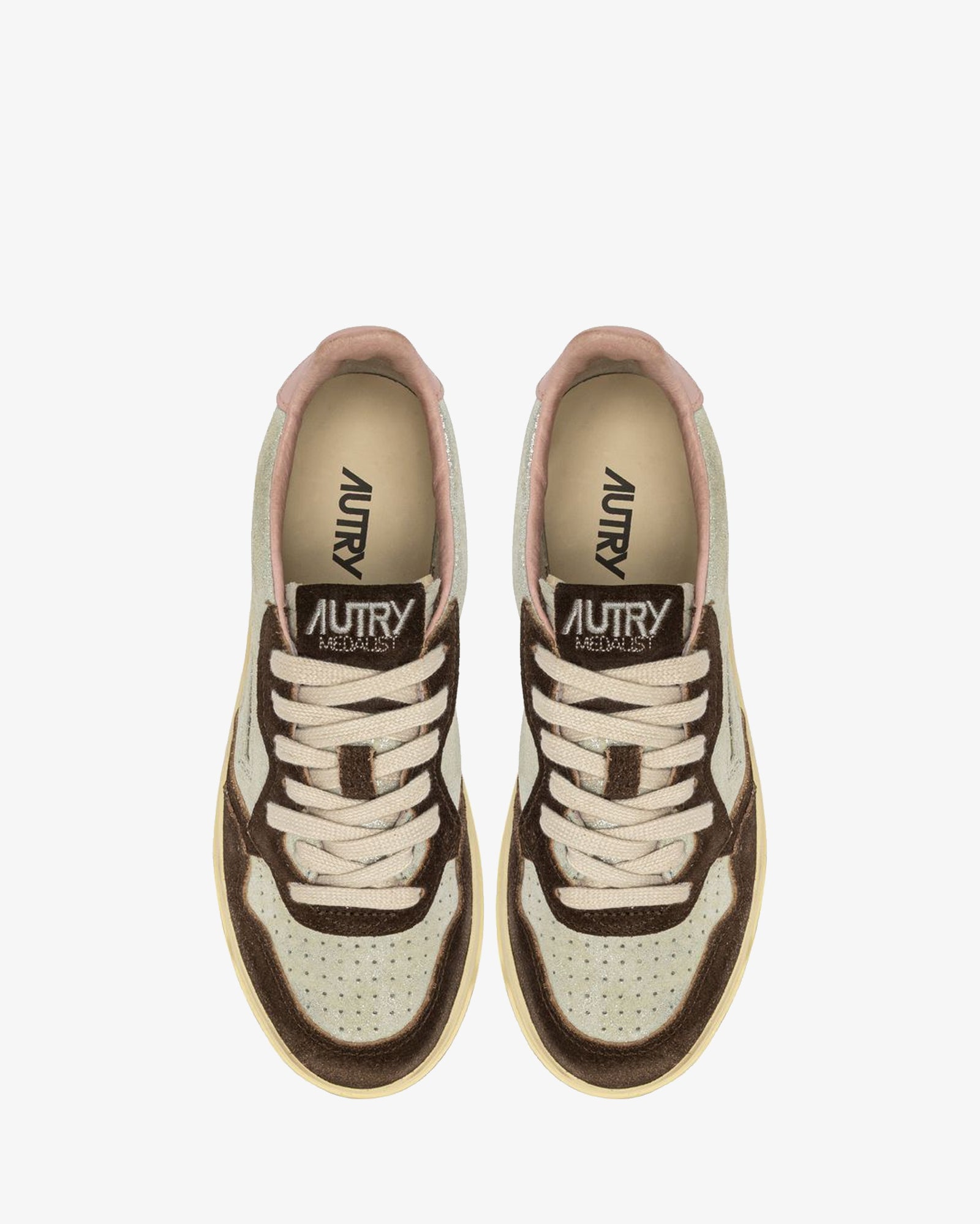 Autry Sneakers Medalist Low In Suede Argento E Mustang Sugar
