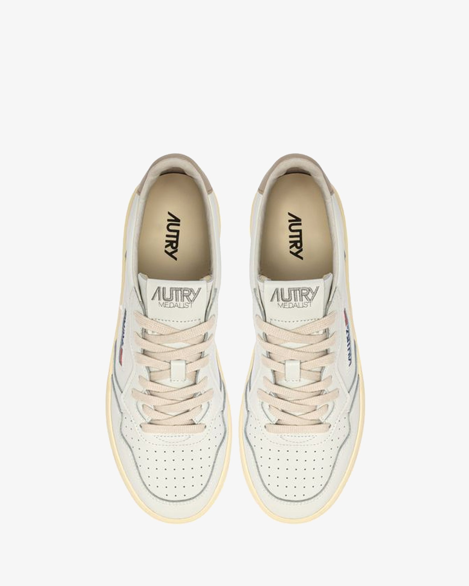 Autry Sneakers Medalist Low In Pelle Bianca E Feather Gray