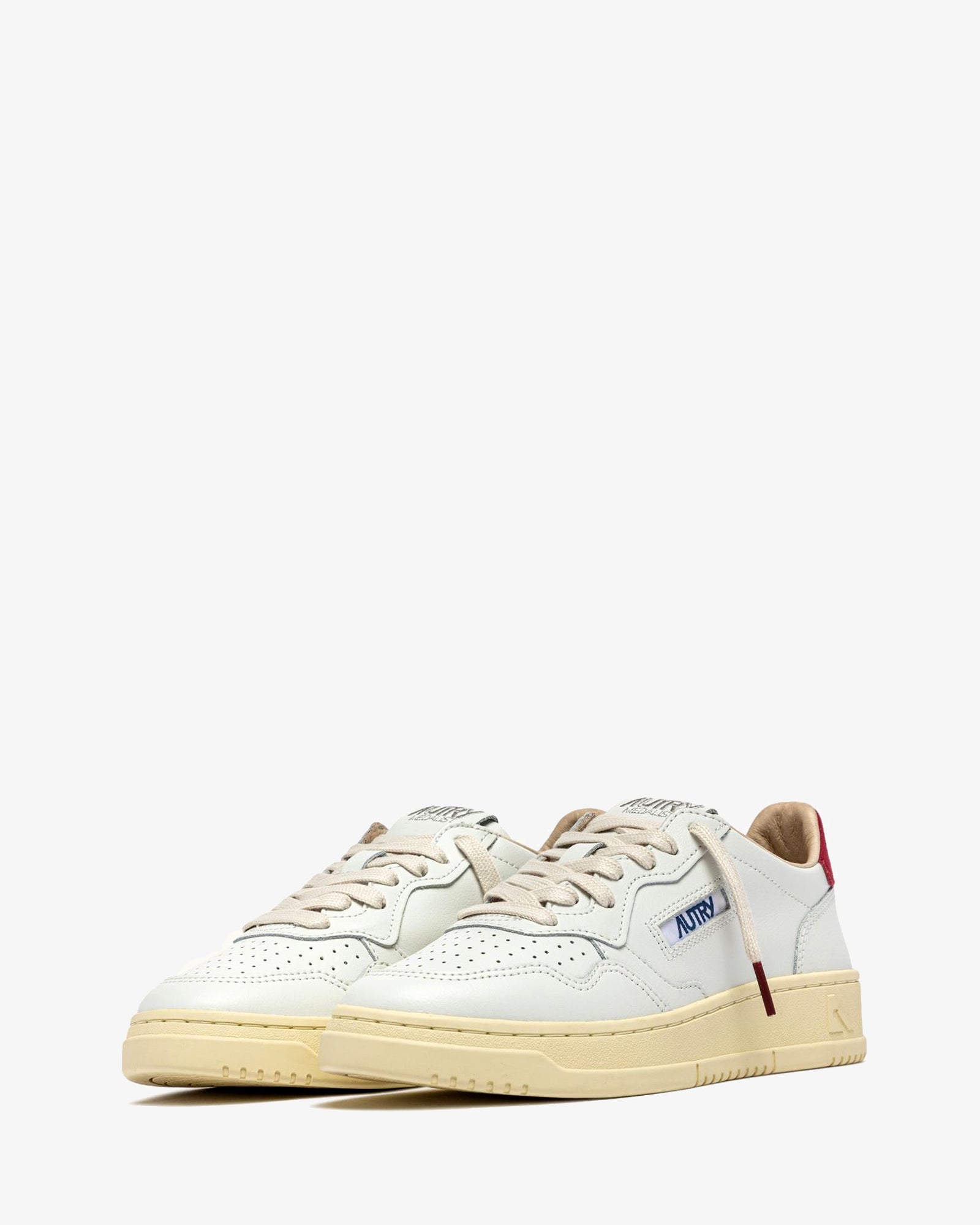 Autry Sneakers Medalist Low In Pelle Bianca E Suede Deep Claret