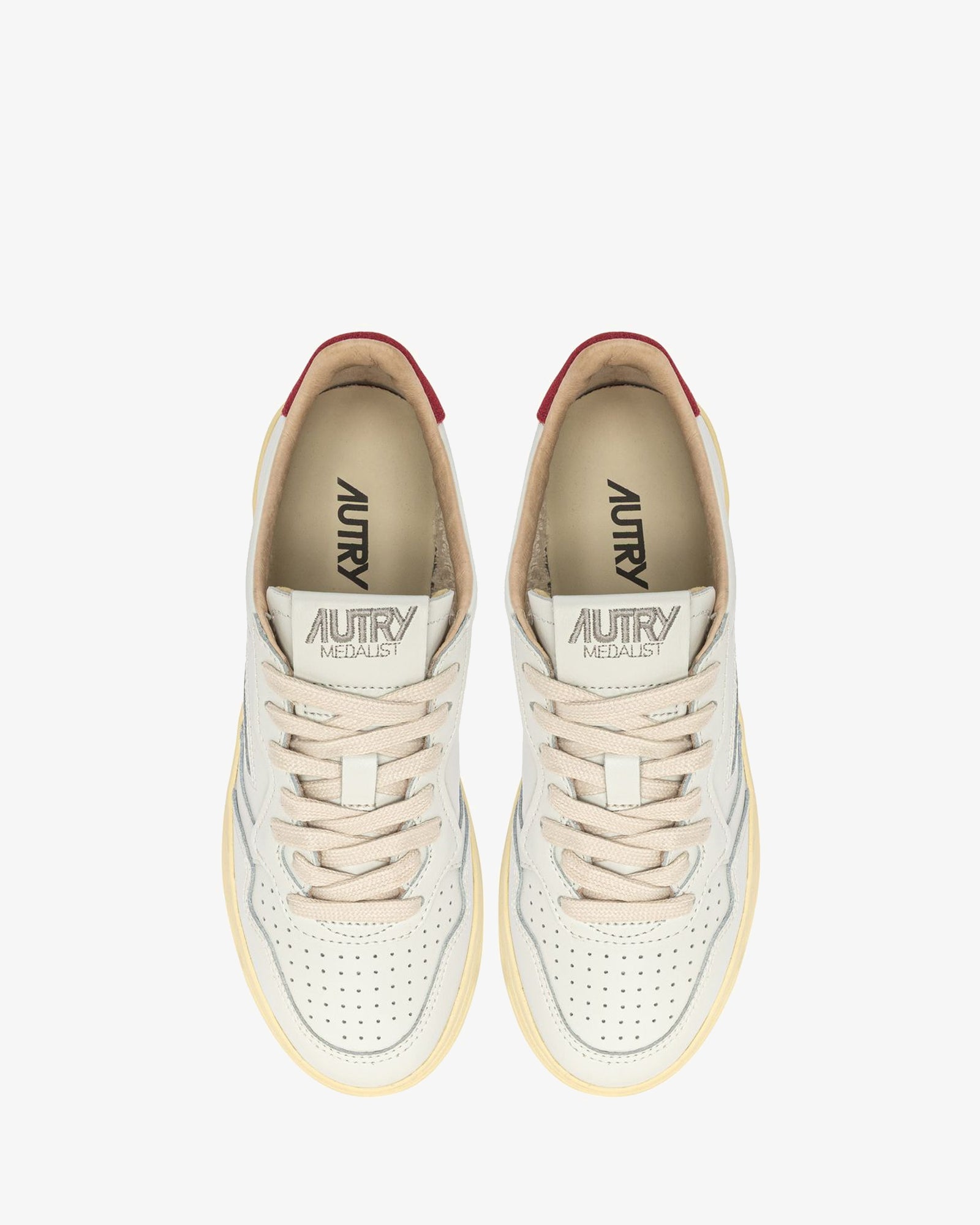 Autry Sneakers Medalist Low In Pelle Bianca E Suede Deep Claret