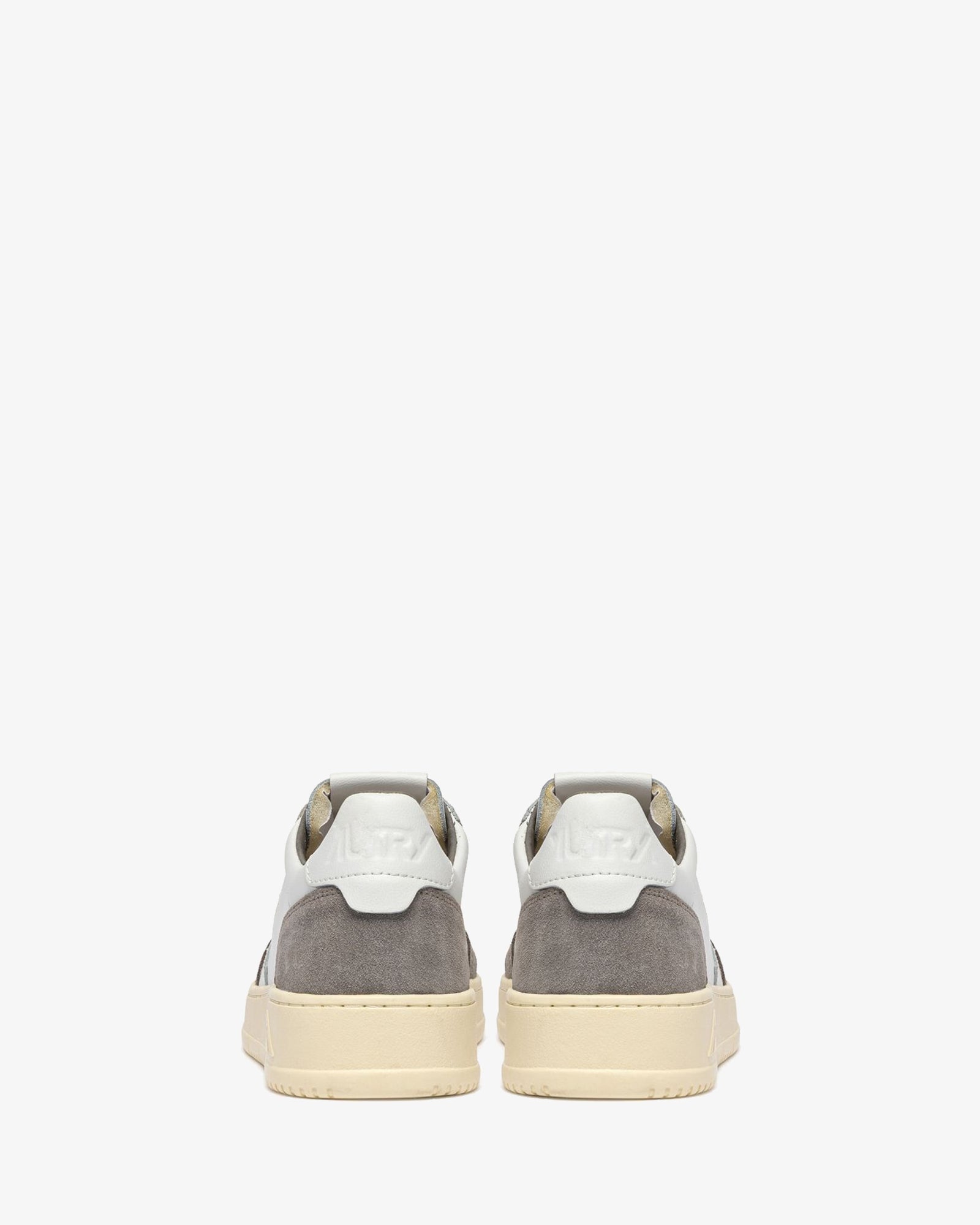 Autry Sneakers Medalist Low In Pelle Bianca E Suede Cemento