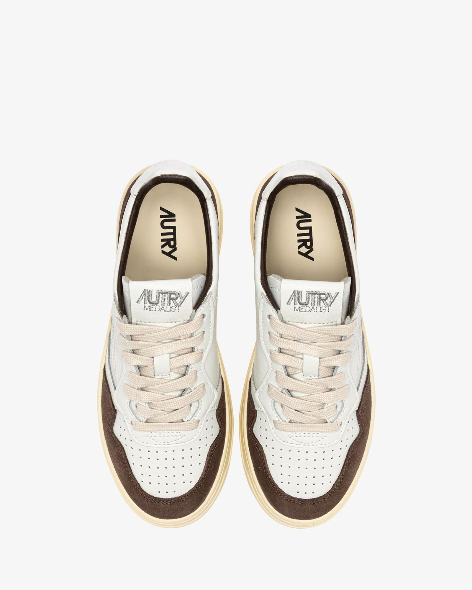 Autry Sneakers Medalist Low In Pelle Bianca E Suede Mogano M