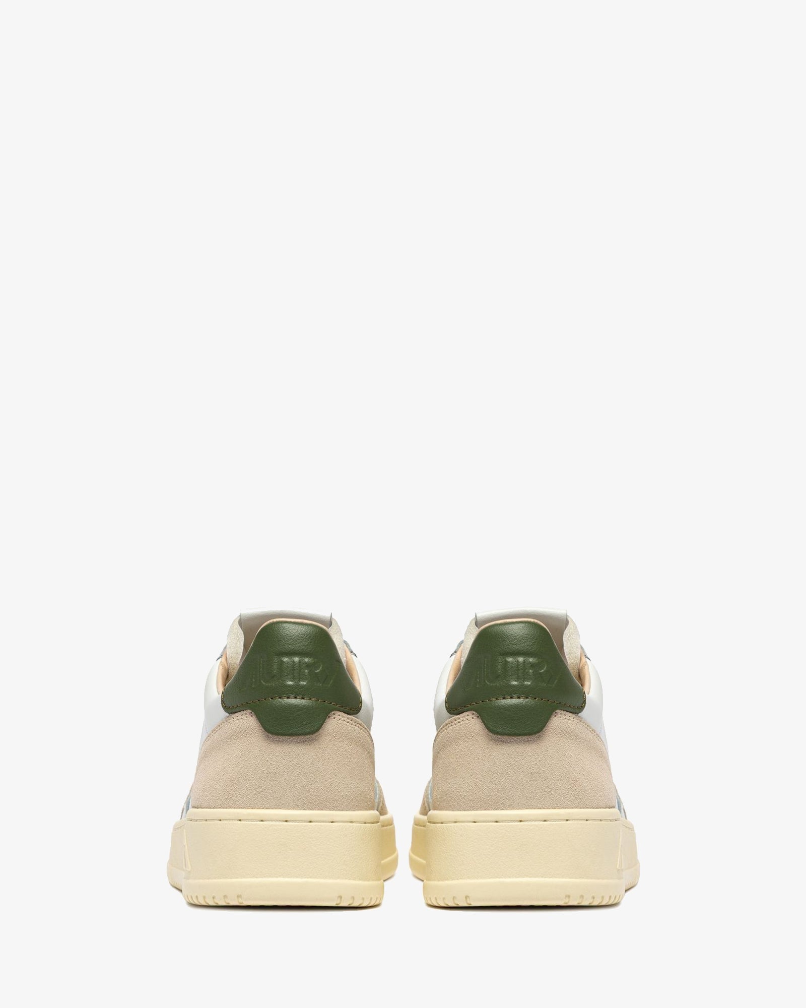 Autry Sneakers Medalist Low In Pelle Bianca E Bronze Green E Suede Beige