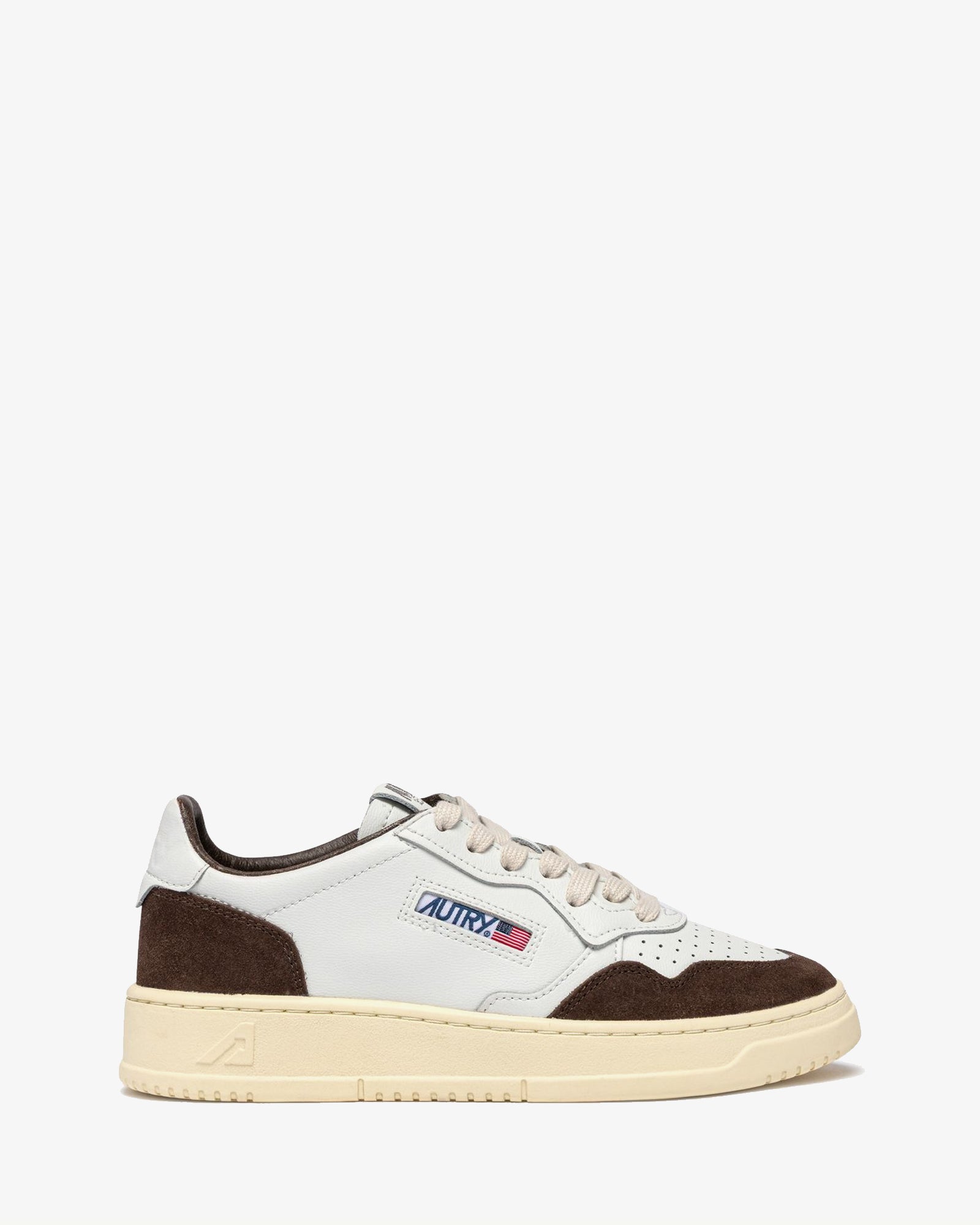 Autry-Sneakers-Medalist-Low-pelle-bianca-suede-marrone-AULW-FT19-1