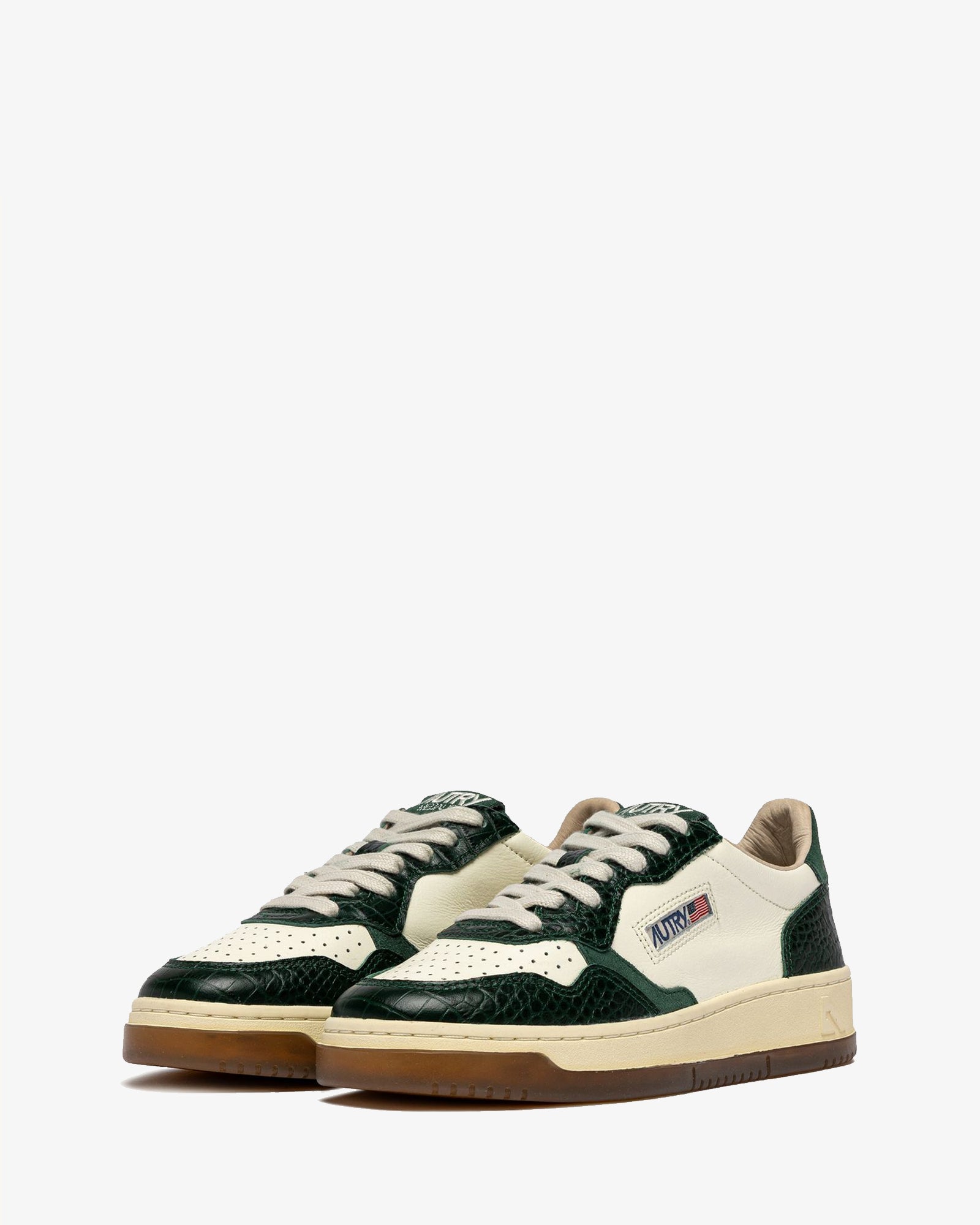 Autry Sneakers Medalist Low In Pelle Marshmallow E Cocco Verde