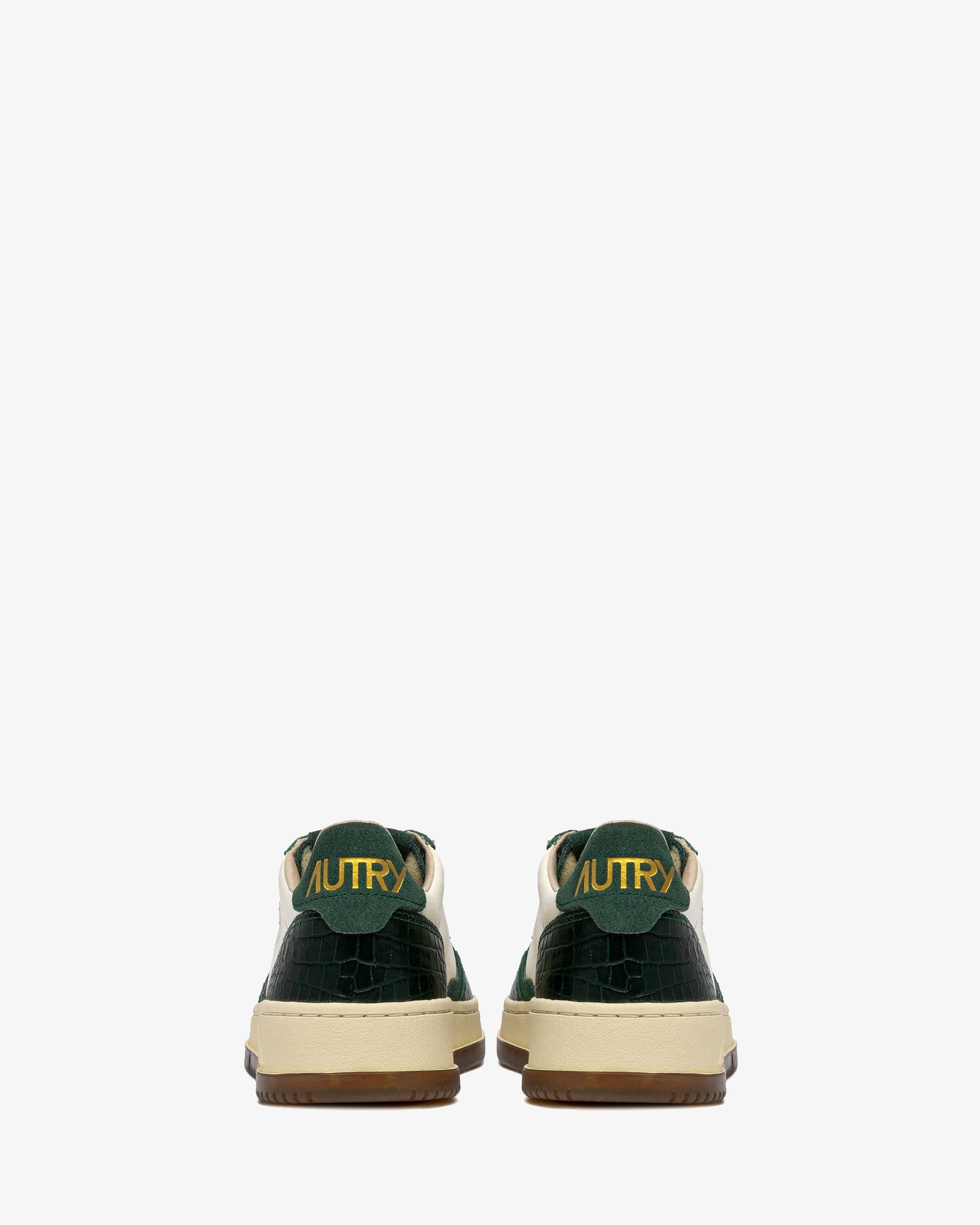 Autry Sneakers Medalist Low In Pelle Marshmallow E Cocco Verde