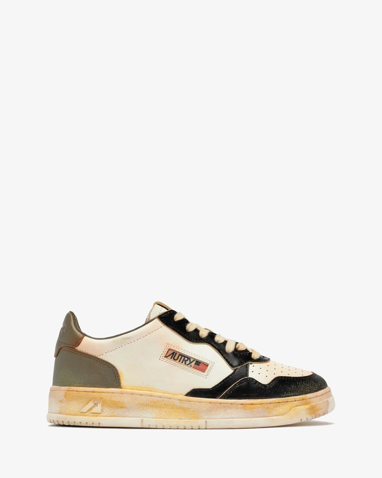 Autry-Sneakers-Medalist-Low-super-vintage-AVLM-SV06-pelle-bianca-covert-green-nero-1
