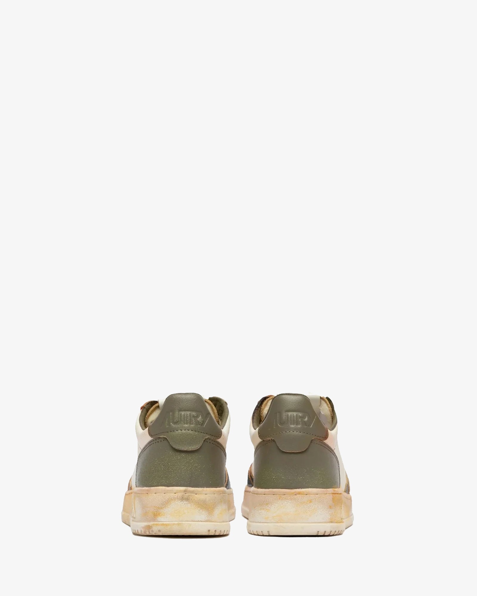 Autry Sneakers Medalist Low Super Vintage Pelle Bianca Covert Green E Nera