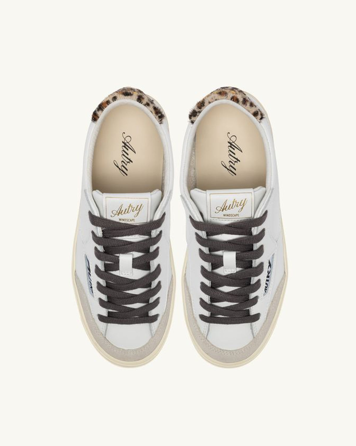 Autry Sneakers Windscape Low In Pelle Bianca E Leopard Print