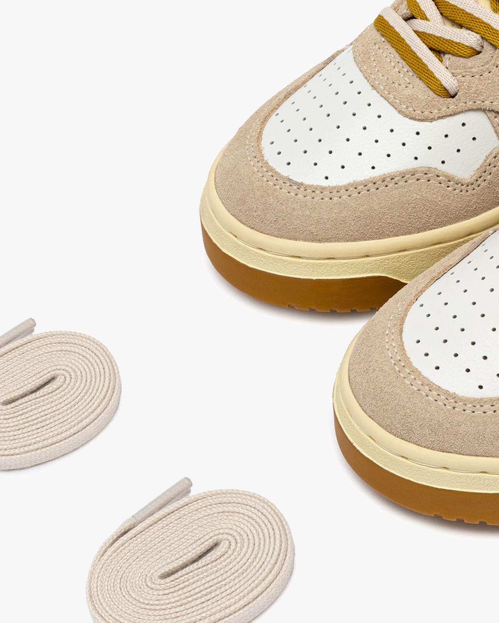 Autry Sneakers Medalist Low In Pelle E Suede Wood Bianco E Sand