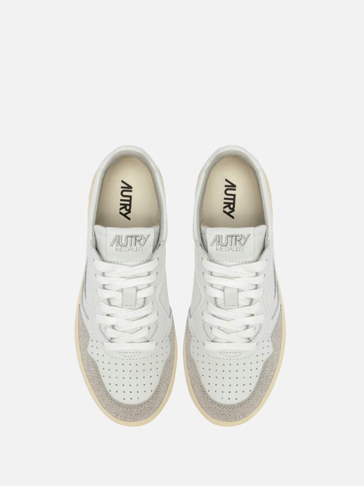 Autry Sneakers Medalist Low In Pelle Bianca E Strass Grigio