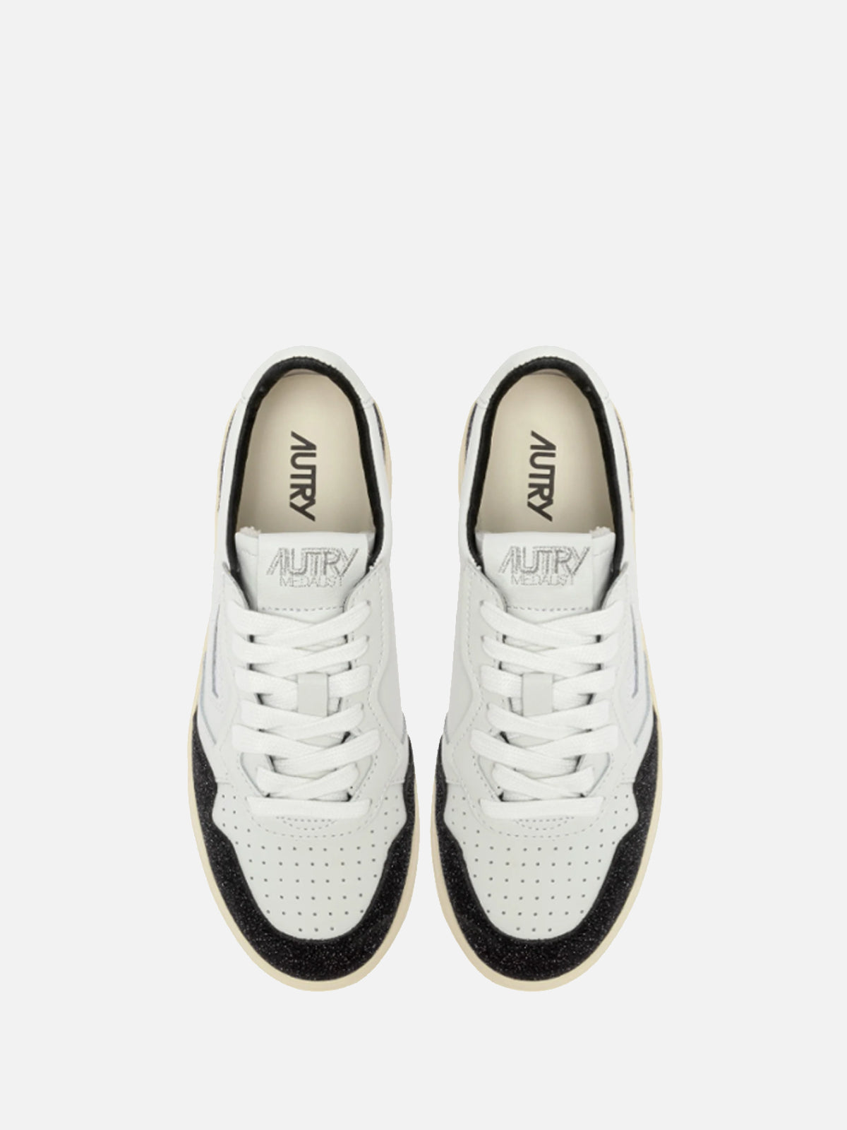 Autry Sneakers Medalist Low In Pelle Bianca E Strass Nero