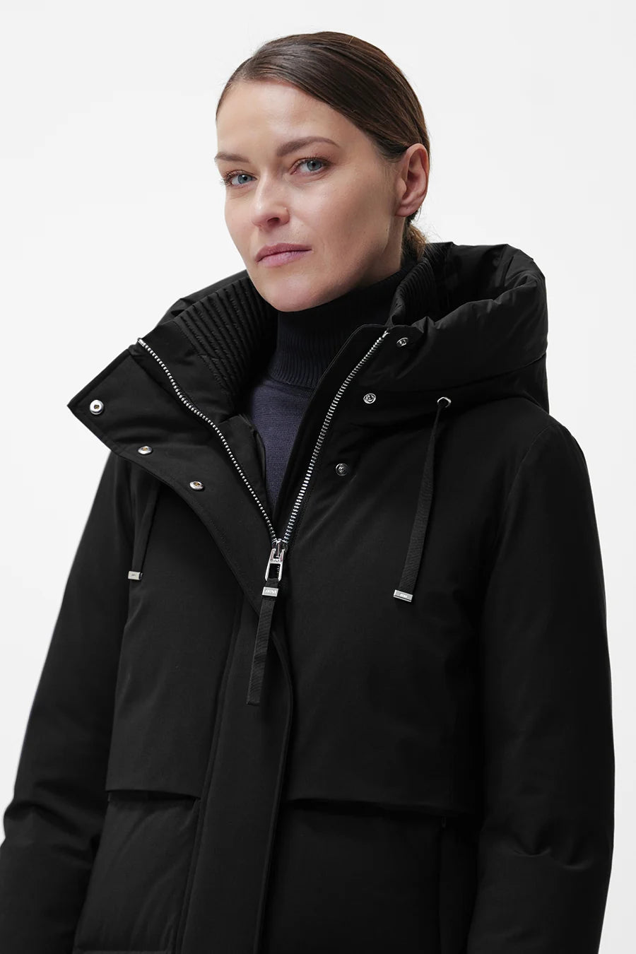 Duno Charlene Long Technical Wool Puffer Coat Black