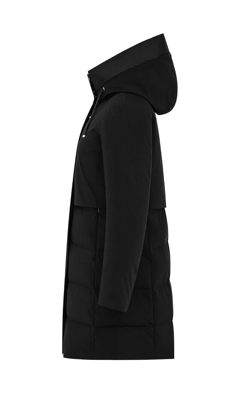 Duno Charlene Long Technical Wool Puffer Coat Black