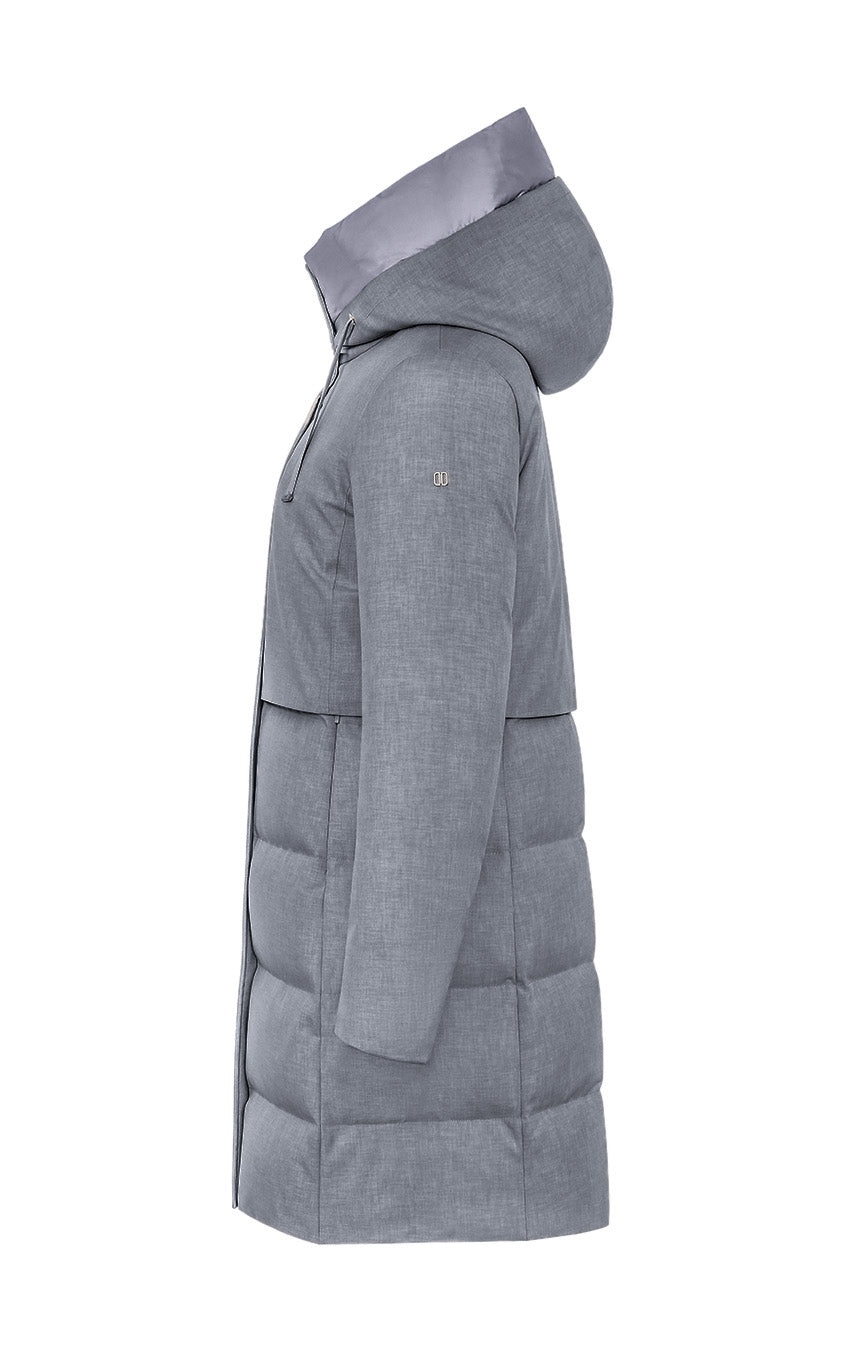 Duno Charlene Long Down Jacket Technical Fabric Light Grey