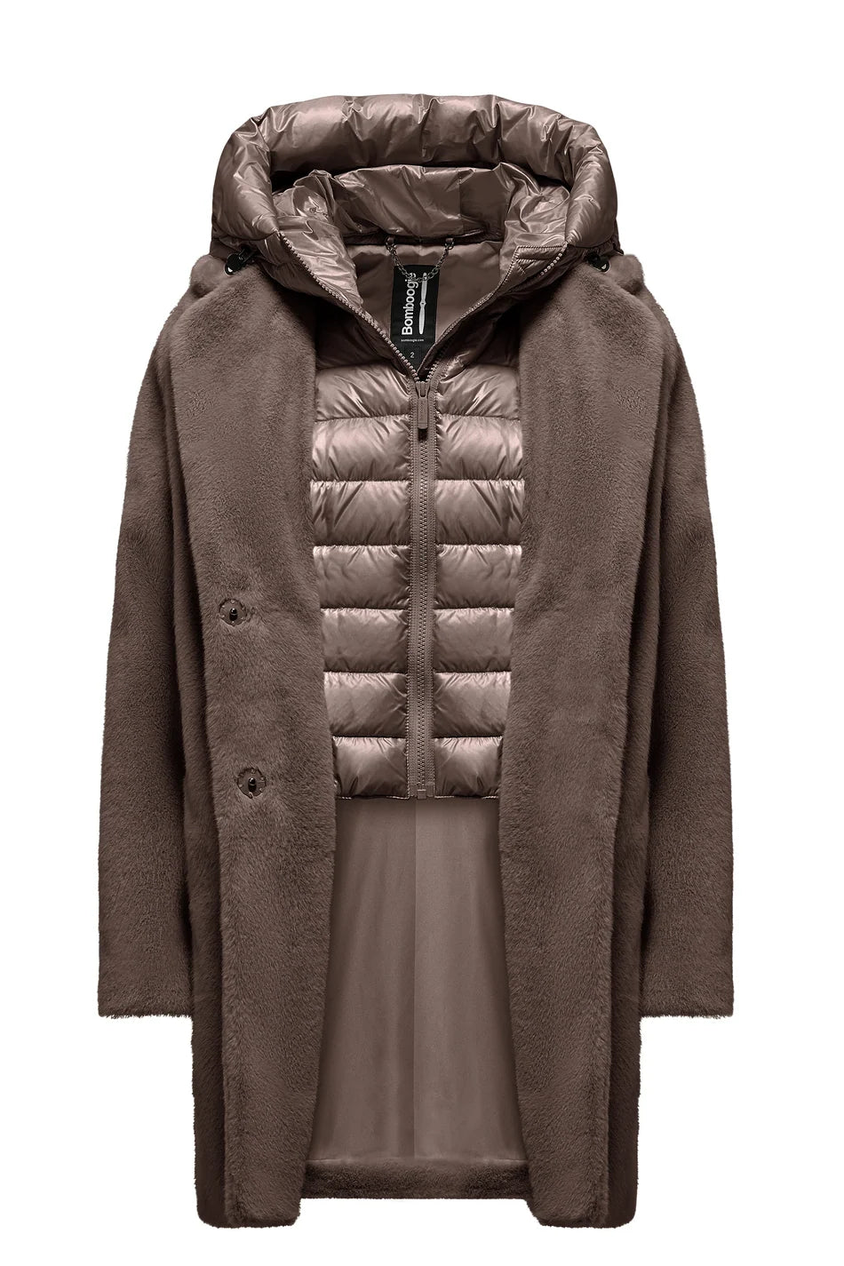 Bomboogie Odessa Overcoat In Ecopelliccia Urban Bronze