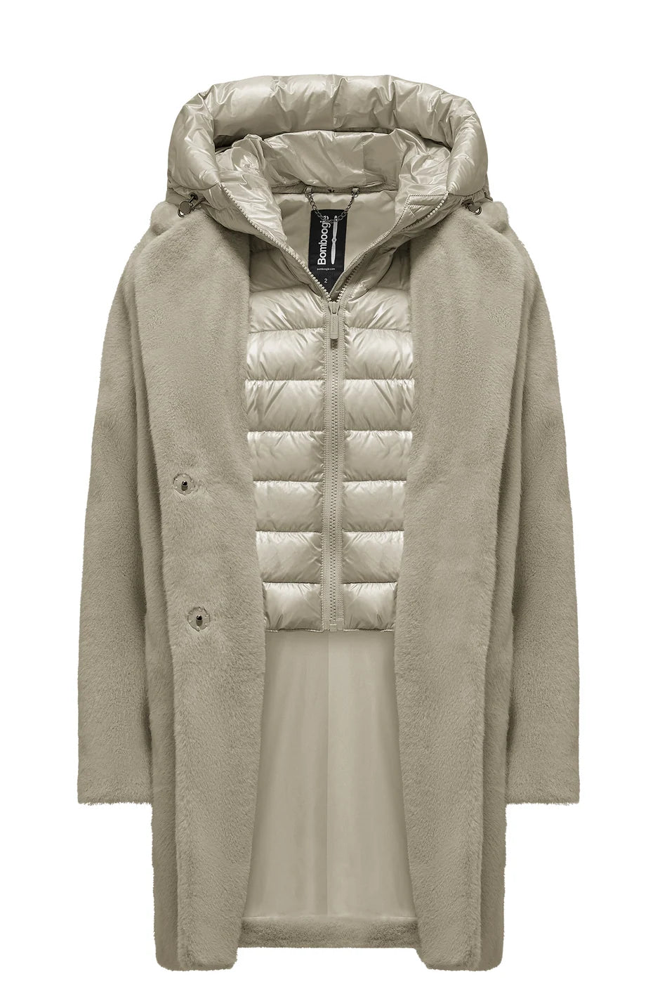 Bomboogie Odessa Overcoat In Ecopelliccia Oyster Shell