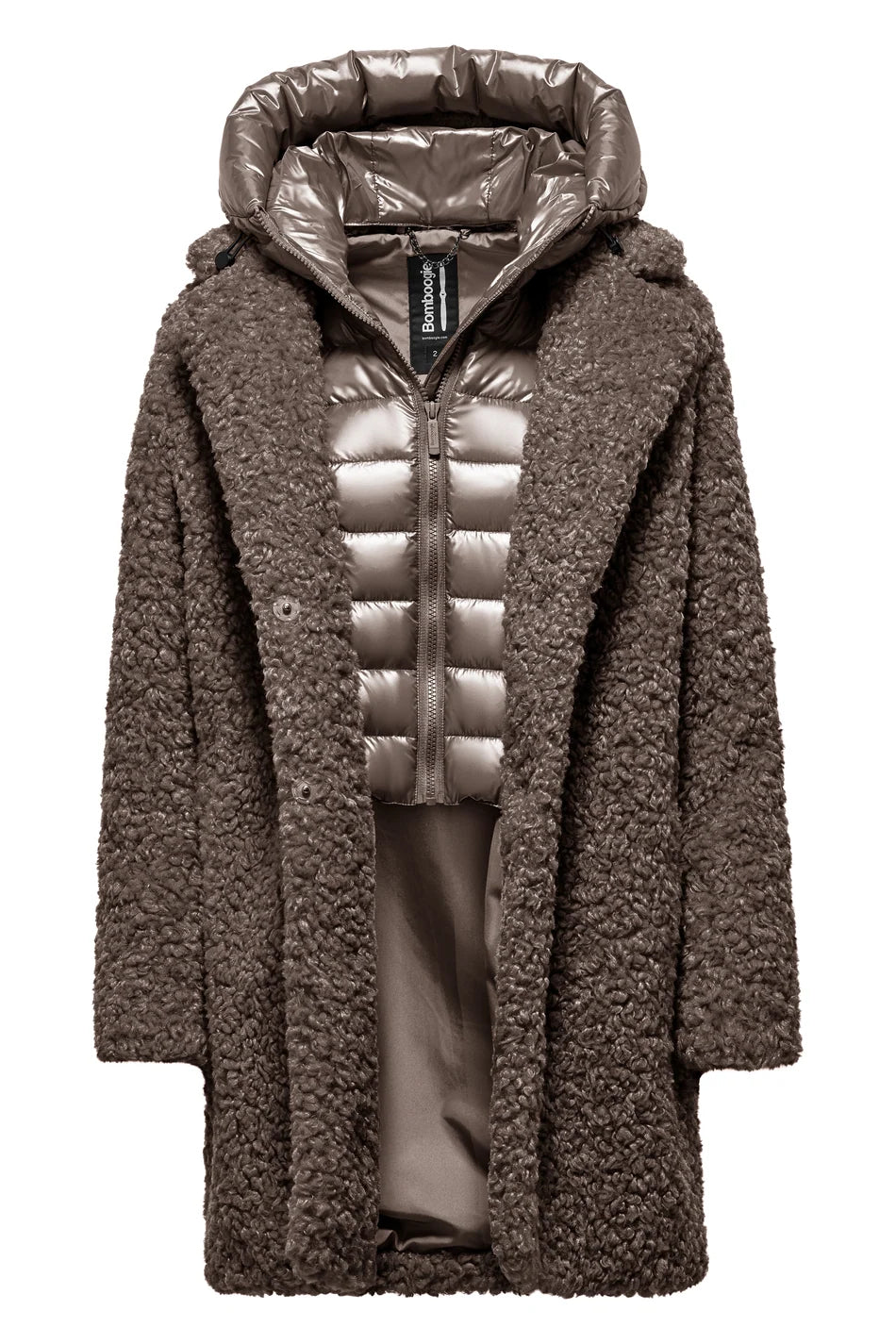 Bomboogie Odessa Overcoat In Ecopelliccia Effetto Agnello Urban Bronze