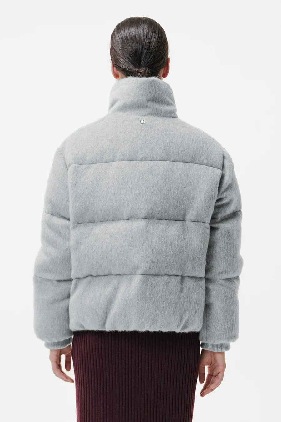 Duno Diana C Short Wool and Mohair Fabric Puffer Jacket Cool Grey
