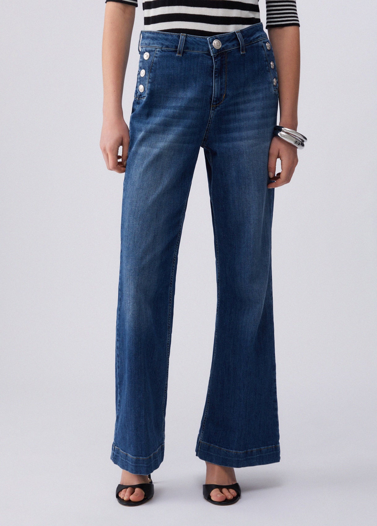 Liu Jo Jeans High-Waisted Flare with Buttons Dark Blue