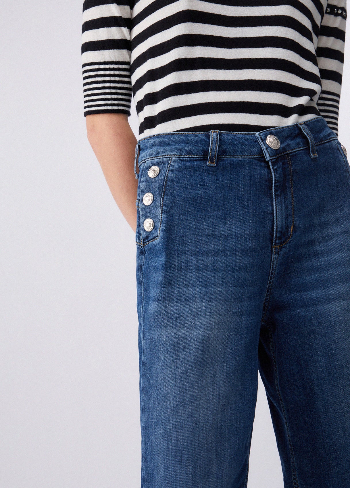 Liu Jo Jeans High-Waisted Flare with Buttons Dark Blue