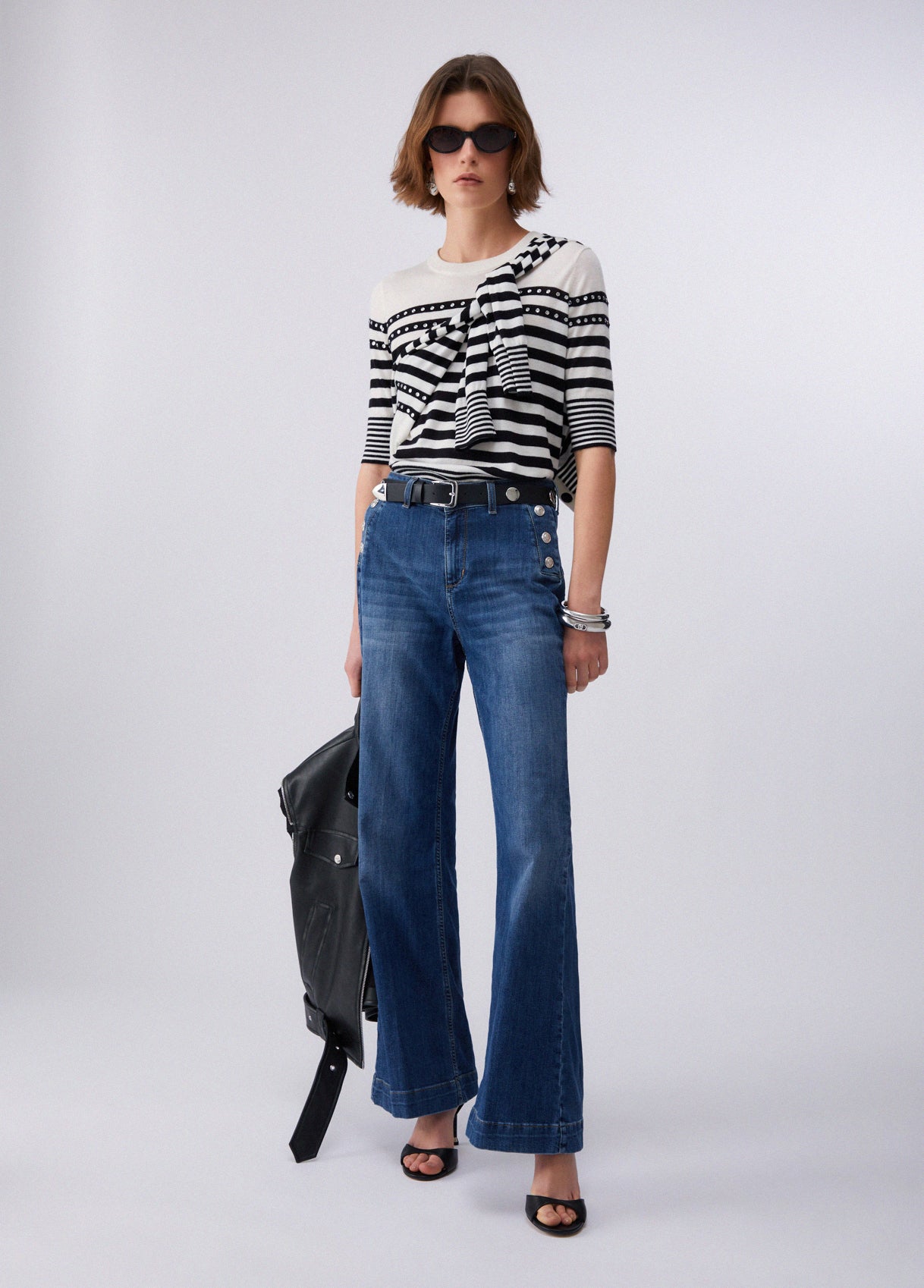 Liu Jo Jeans High-Waisted Flare with Buttons Dark Blue