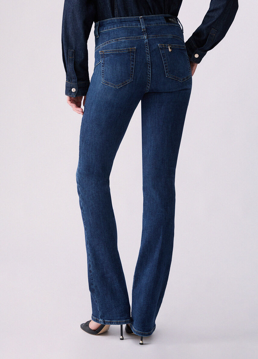 Liu Jo Jeans Bootcut Con Bottoni Gioiello Denim Blu
